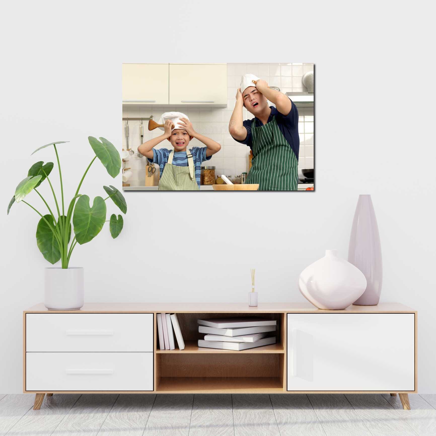 Canvas above sofa for size context