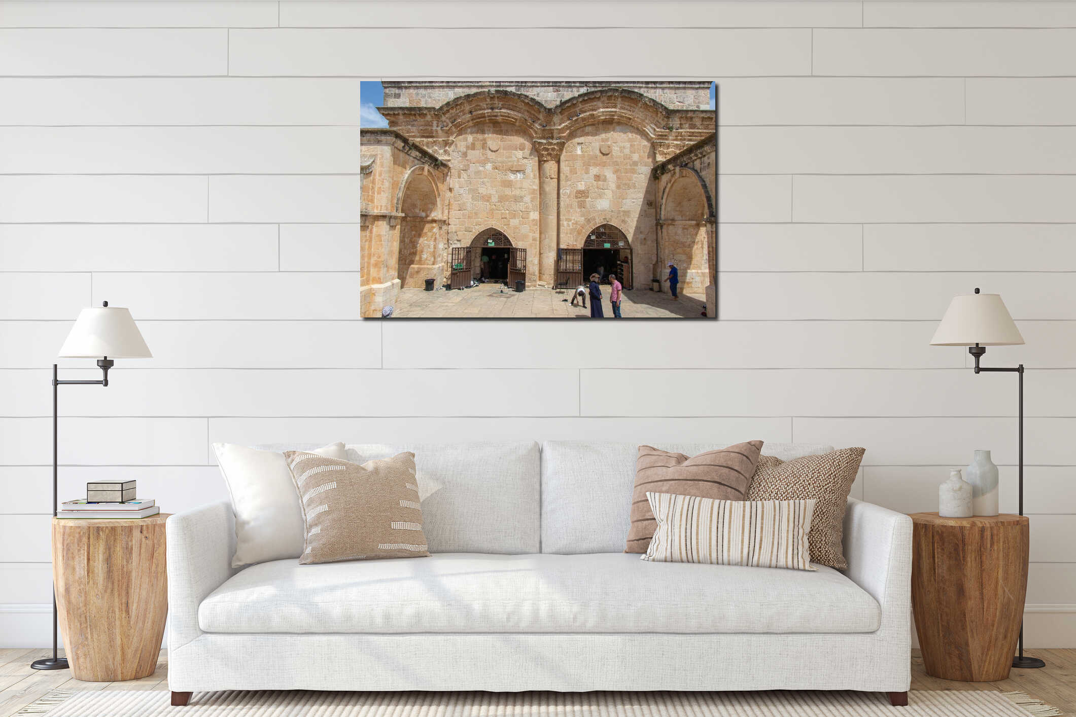 Golden Gate of old city of Jerusalem. Visiting historical religious places. Photo taken from courtyard of Aqsa Mosque. interior mockup
