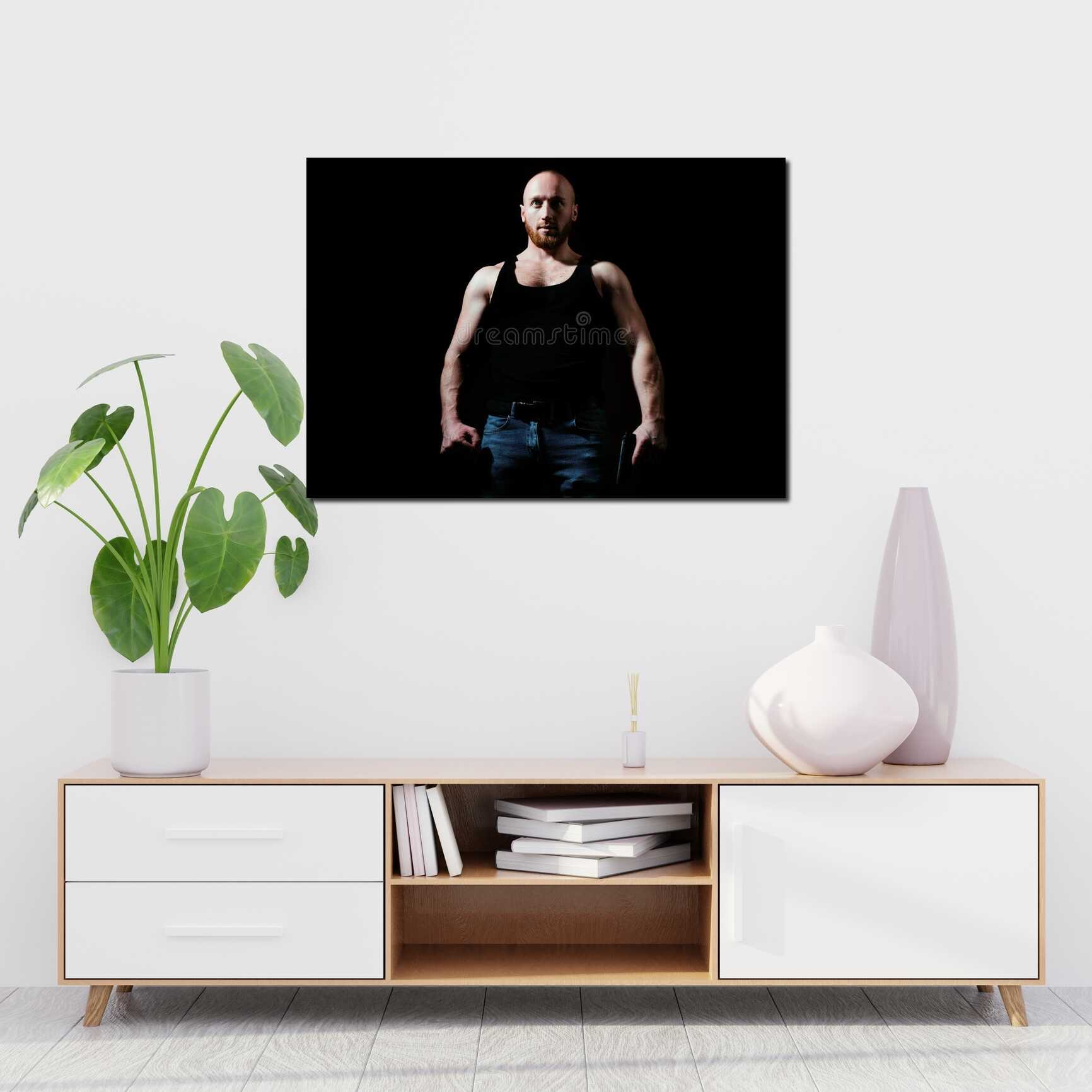 Canvas above sofa for size context