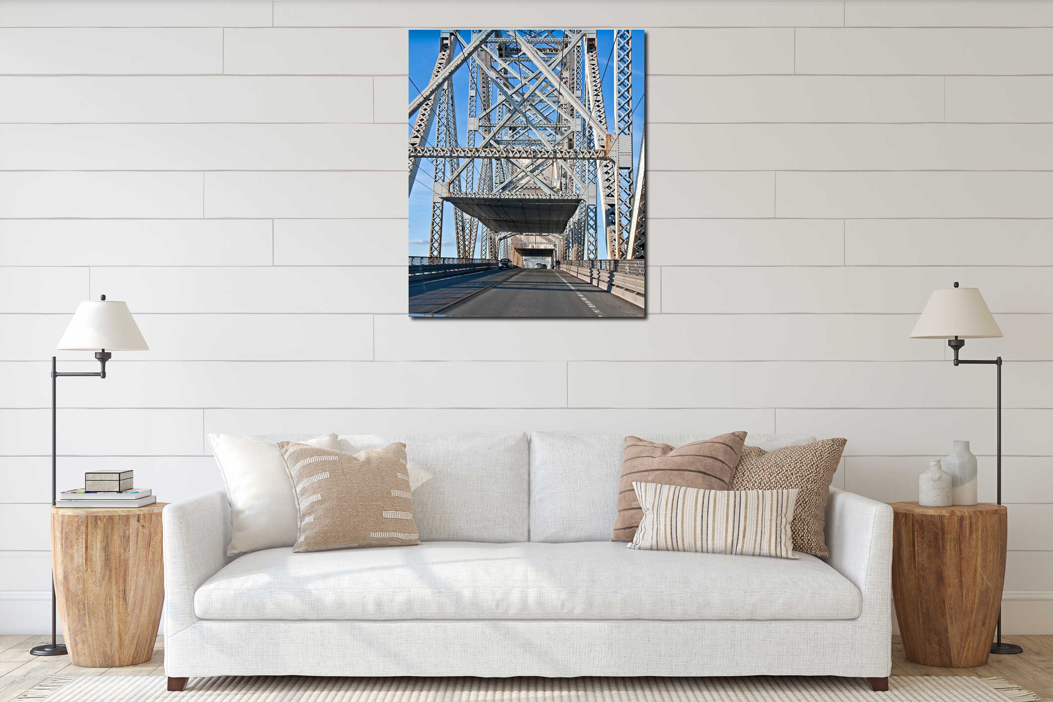 Steel Truss Bridge From Inside interior mockup