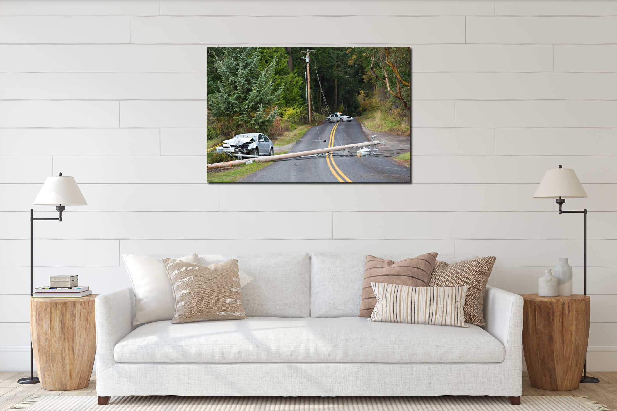 Canvas hanging interior mockup