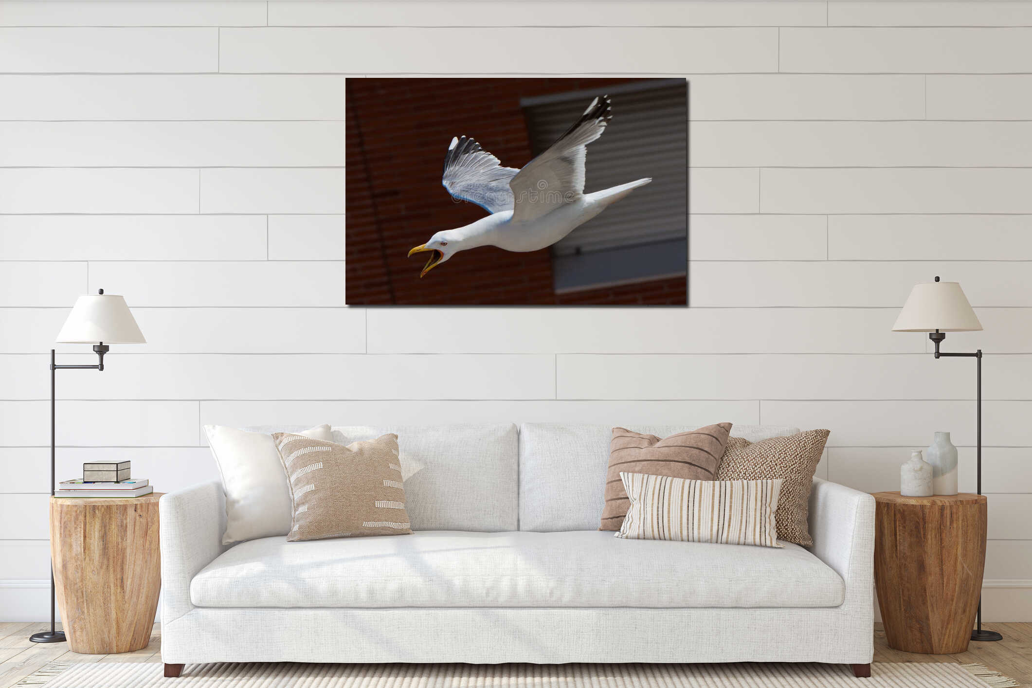 Angry Seagull Flying interior mockup