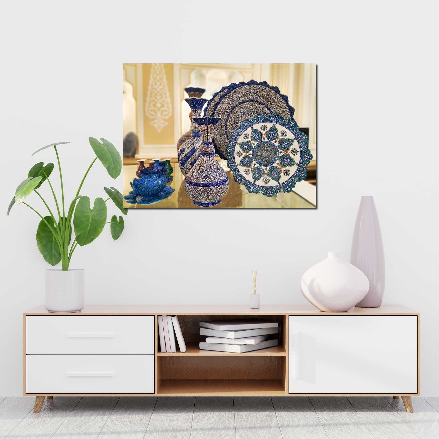 Canvas above sofa for size context