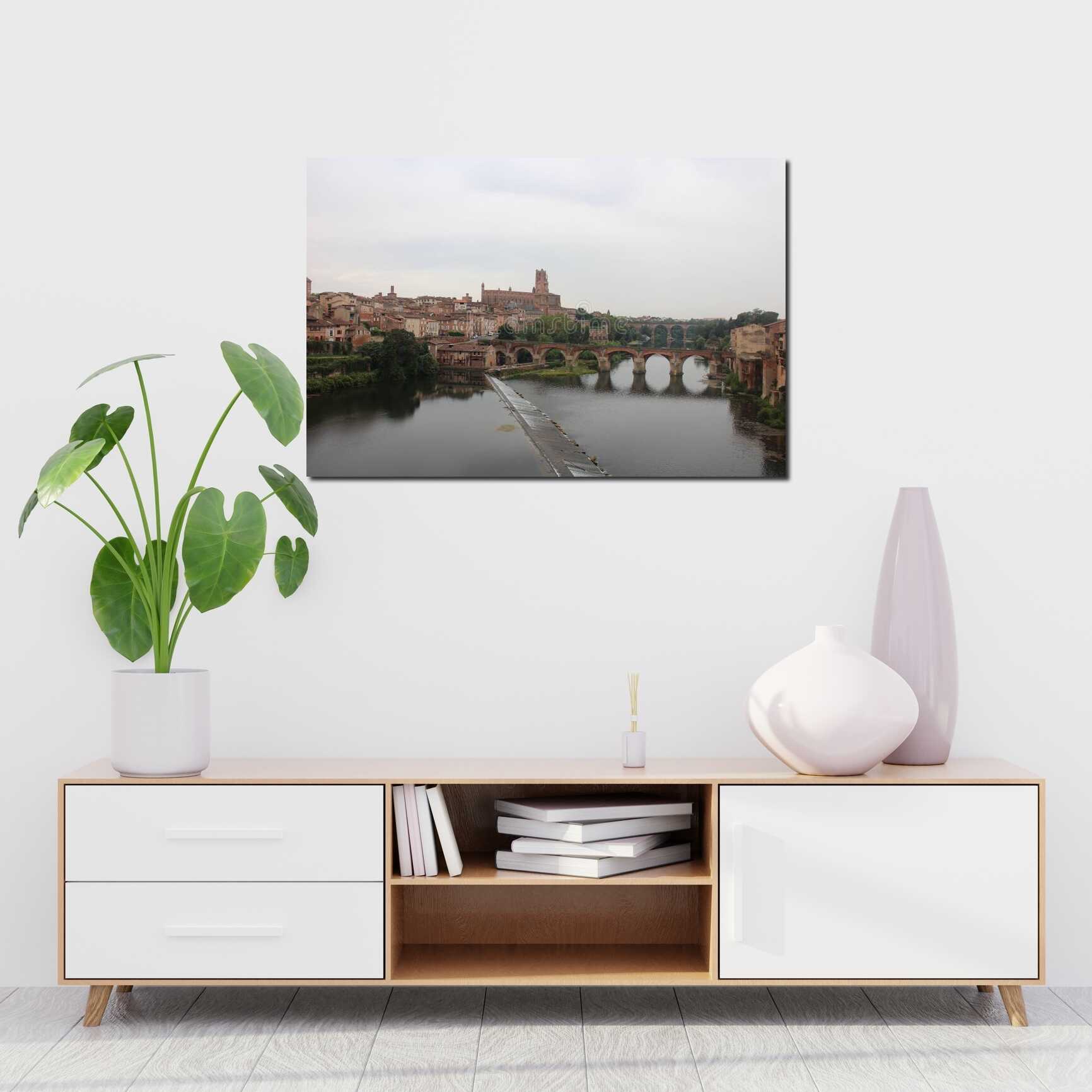 Canvas above sofa for size context