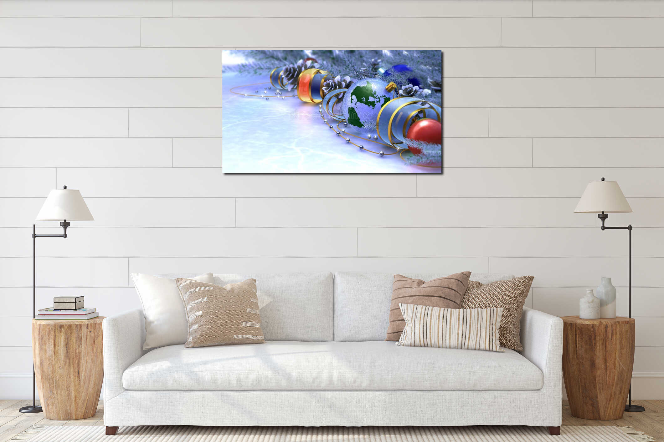 Happy New Year and Merry Christmas interior mockup