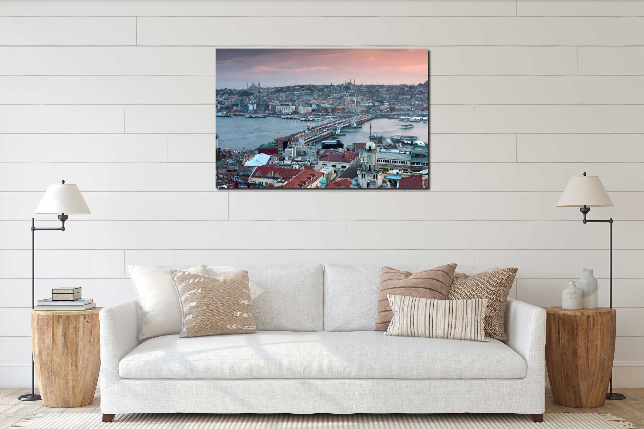 Istanbul skyline panorama interior mockup