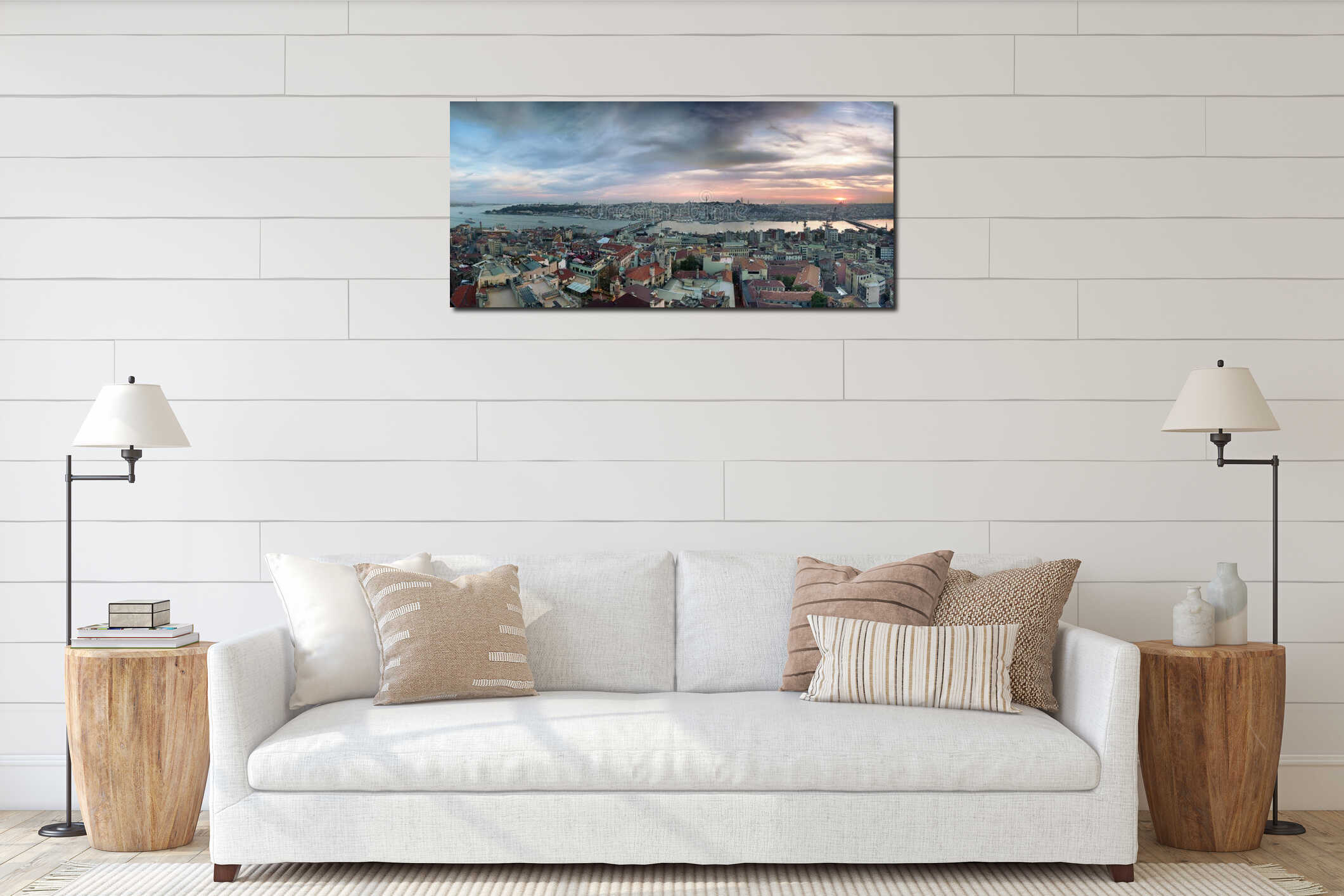 Istanbul skyline panorama interior mockup