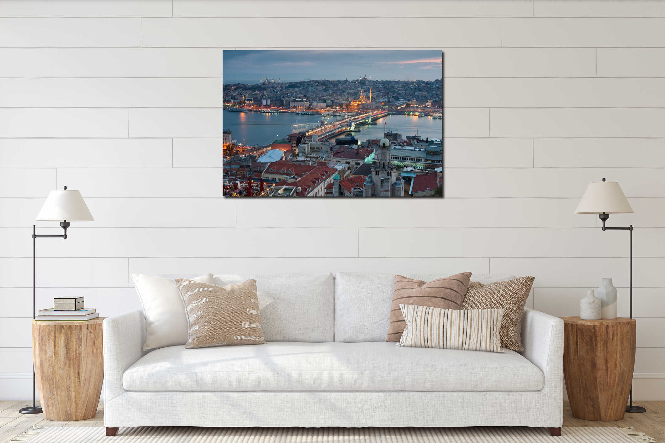 Istanbul skyline panorama interior mockup