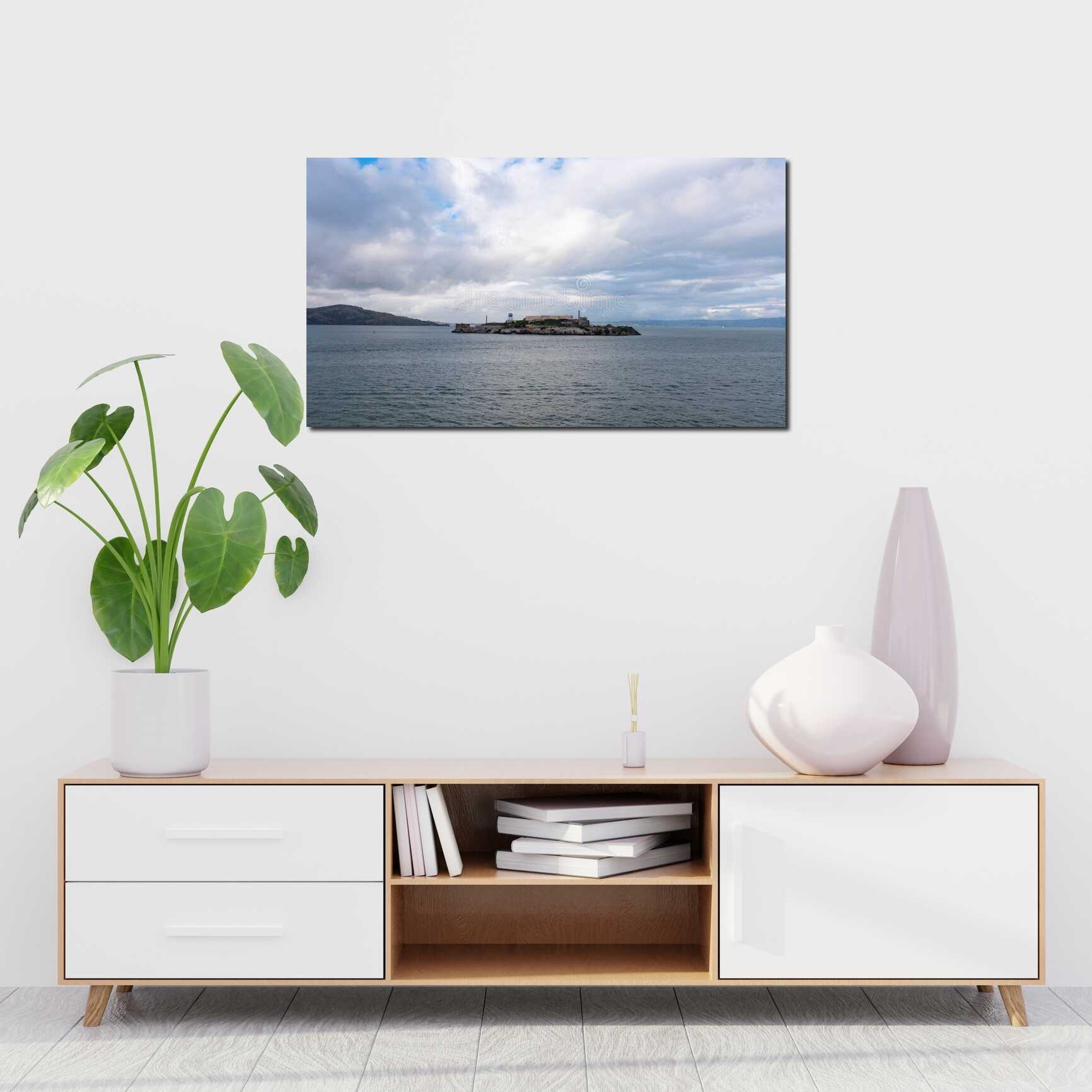 Canvas above sofa for size context