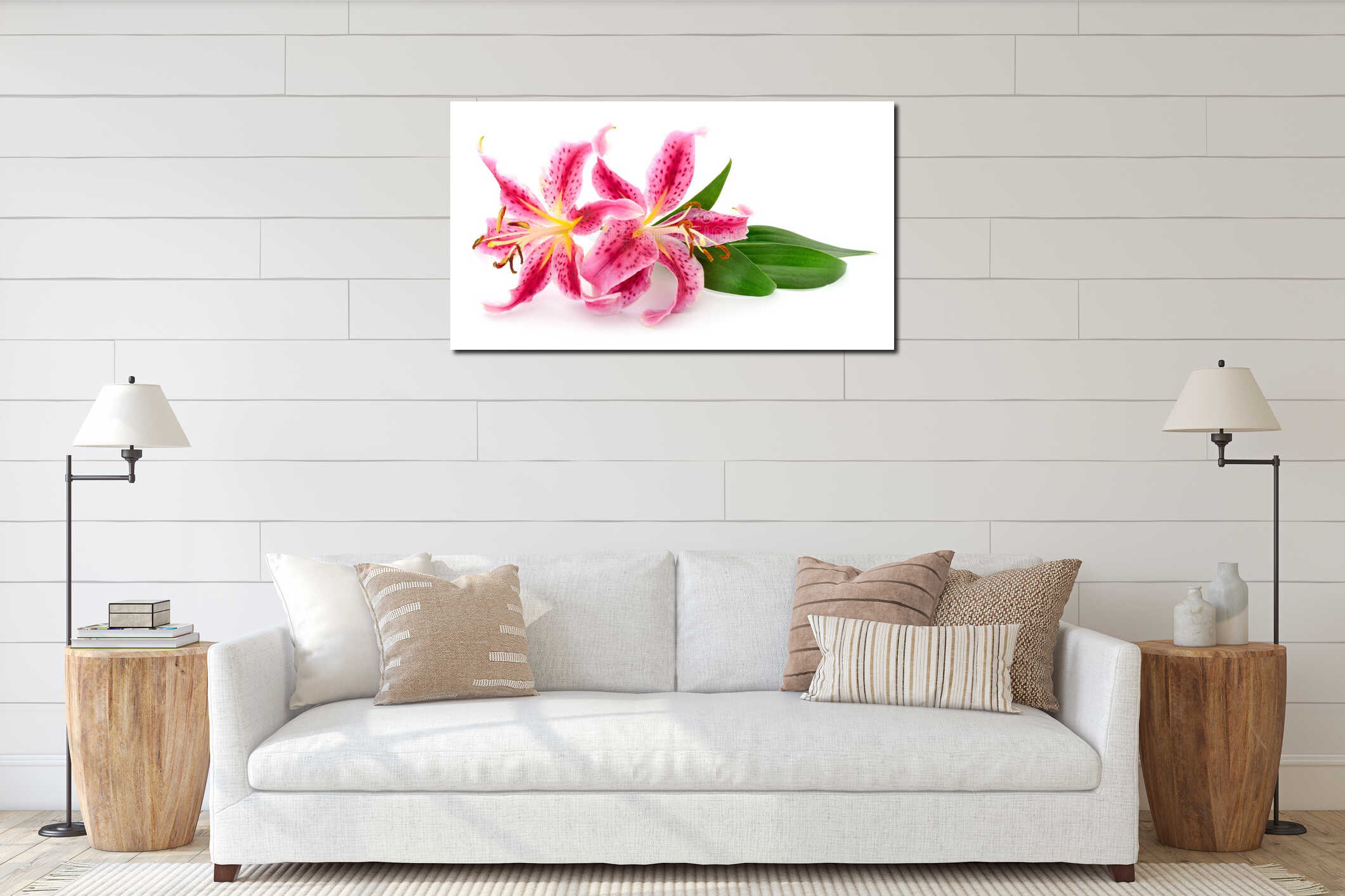 Two pink lilies interior mockup