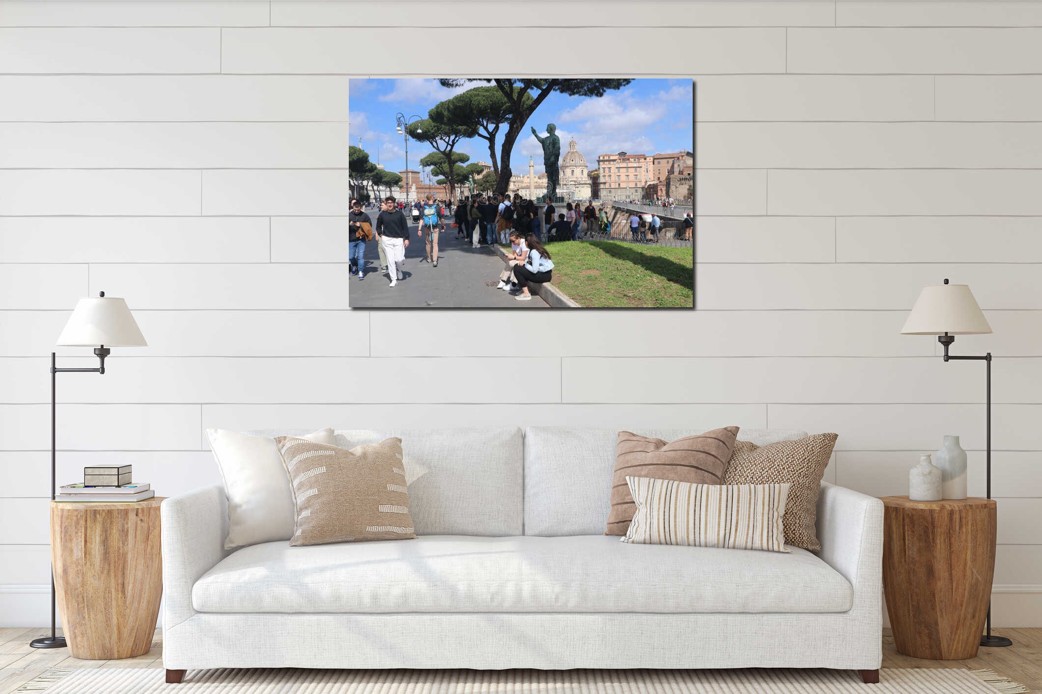 tourists Imperial Fora Rome interior mockup