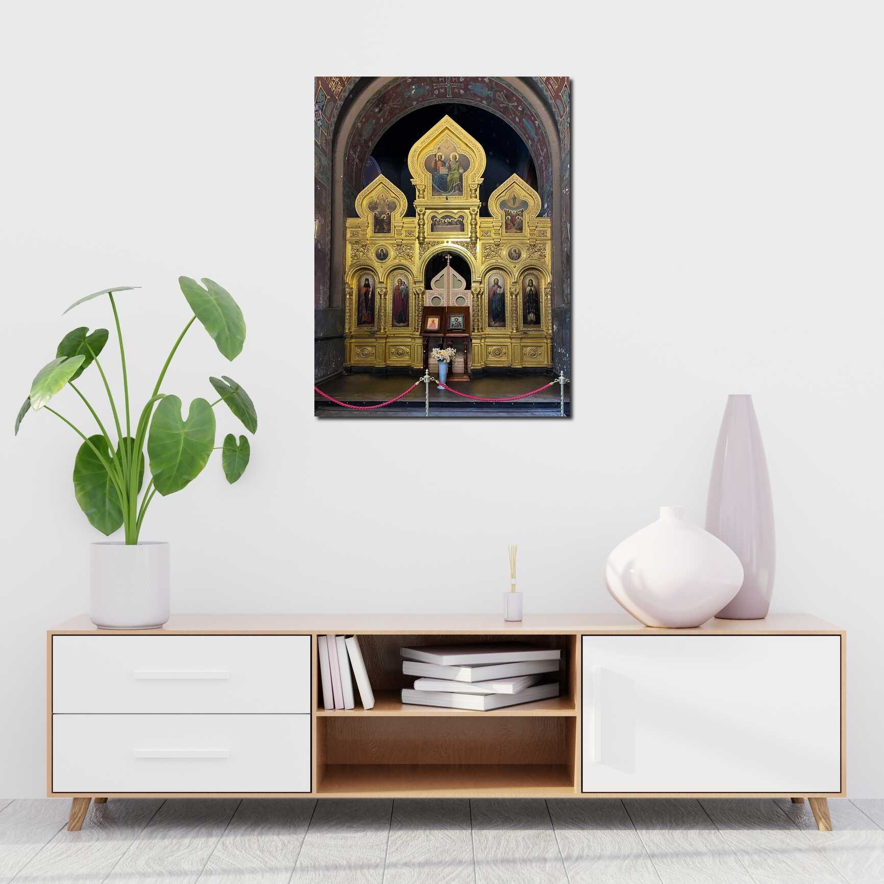 Canvas above sofa for size context