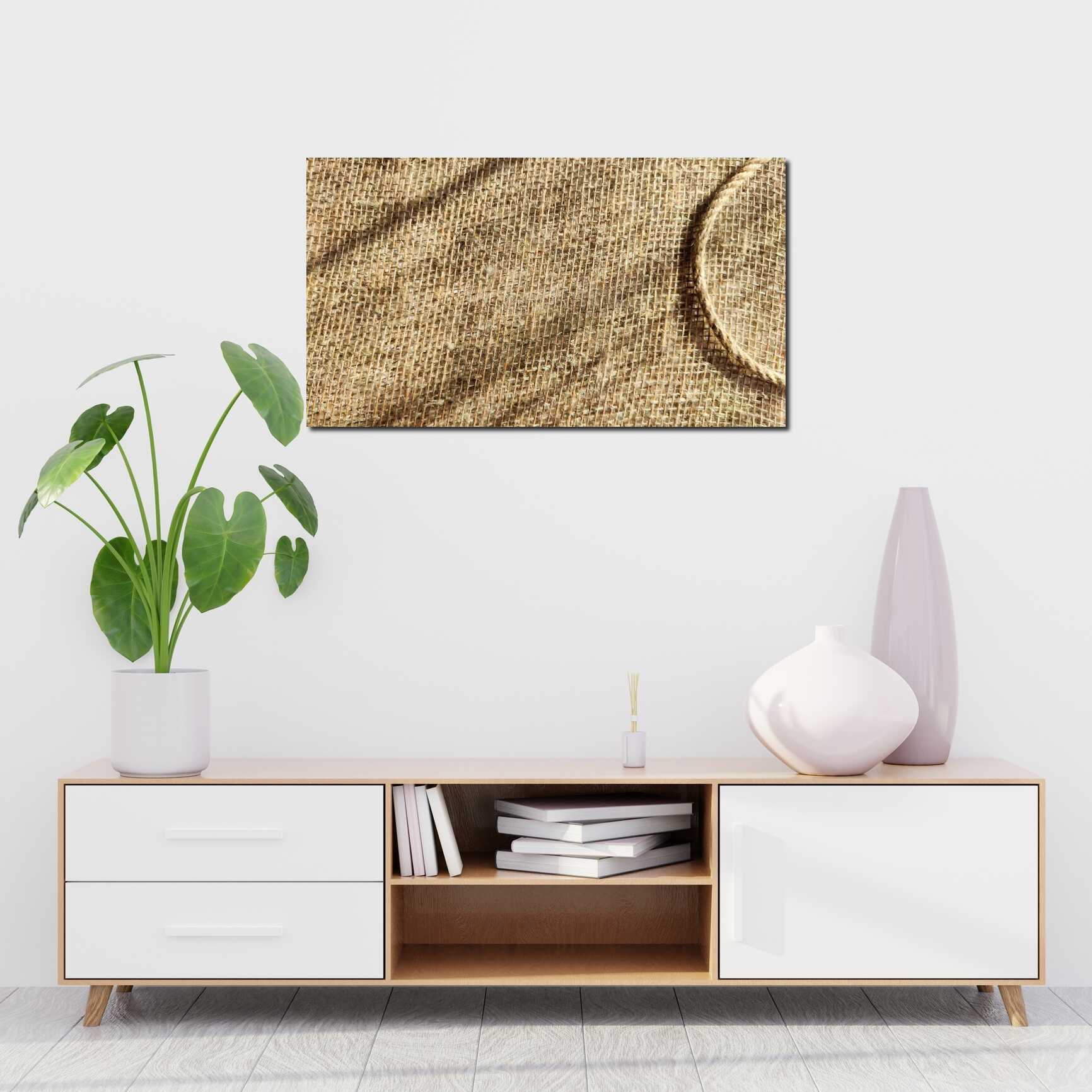 Canvas above sofa for size context