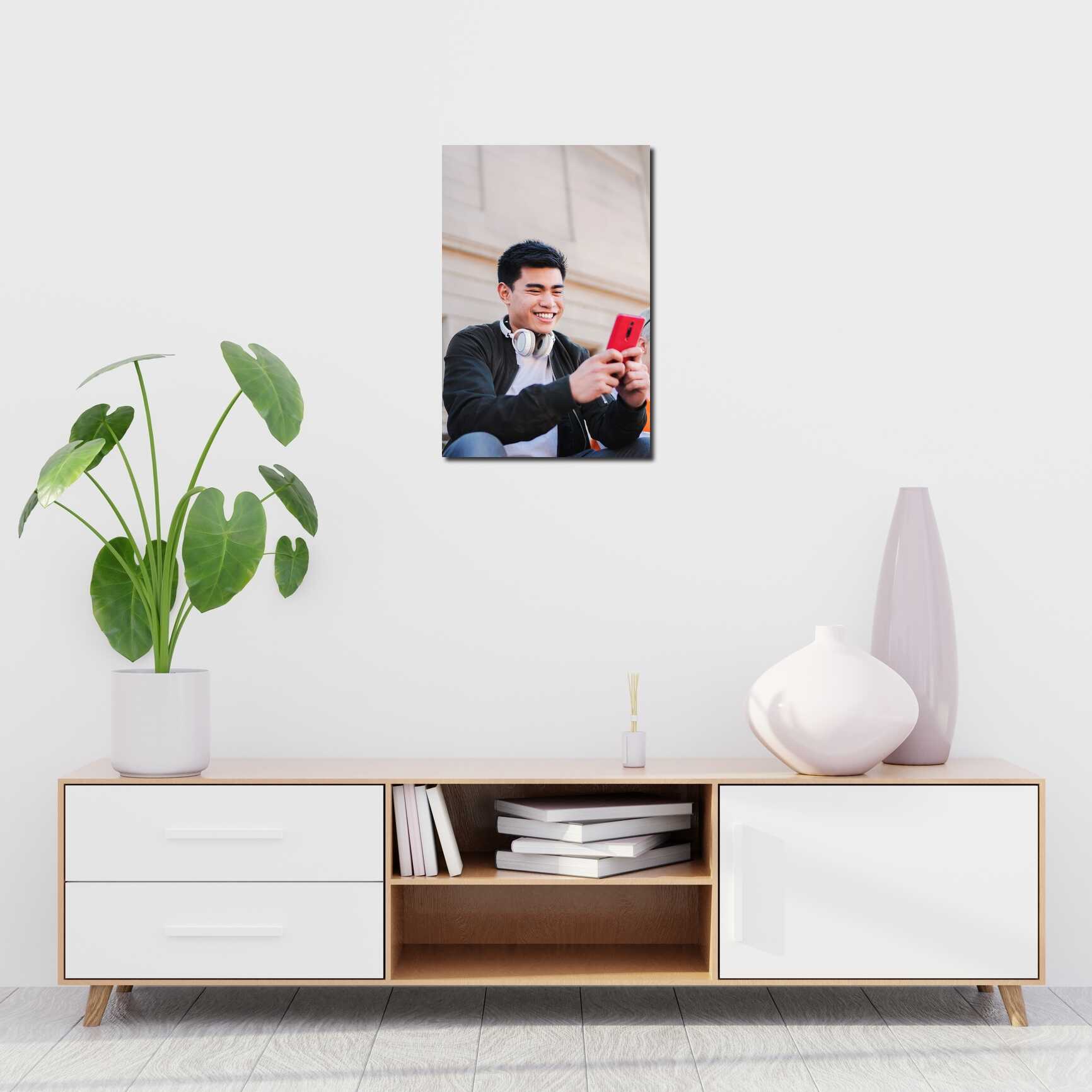 Canvas above sofa for size context