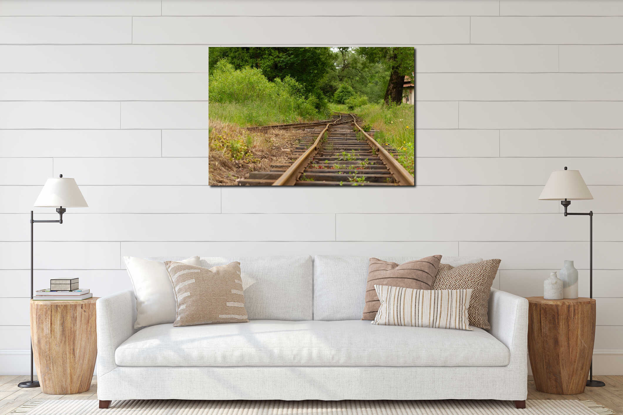 Narrow-gauge, old road close-up, background, landscape, texture. interior mockup