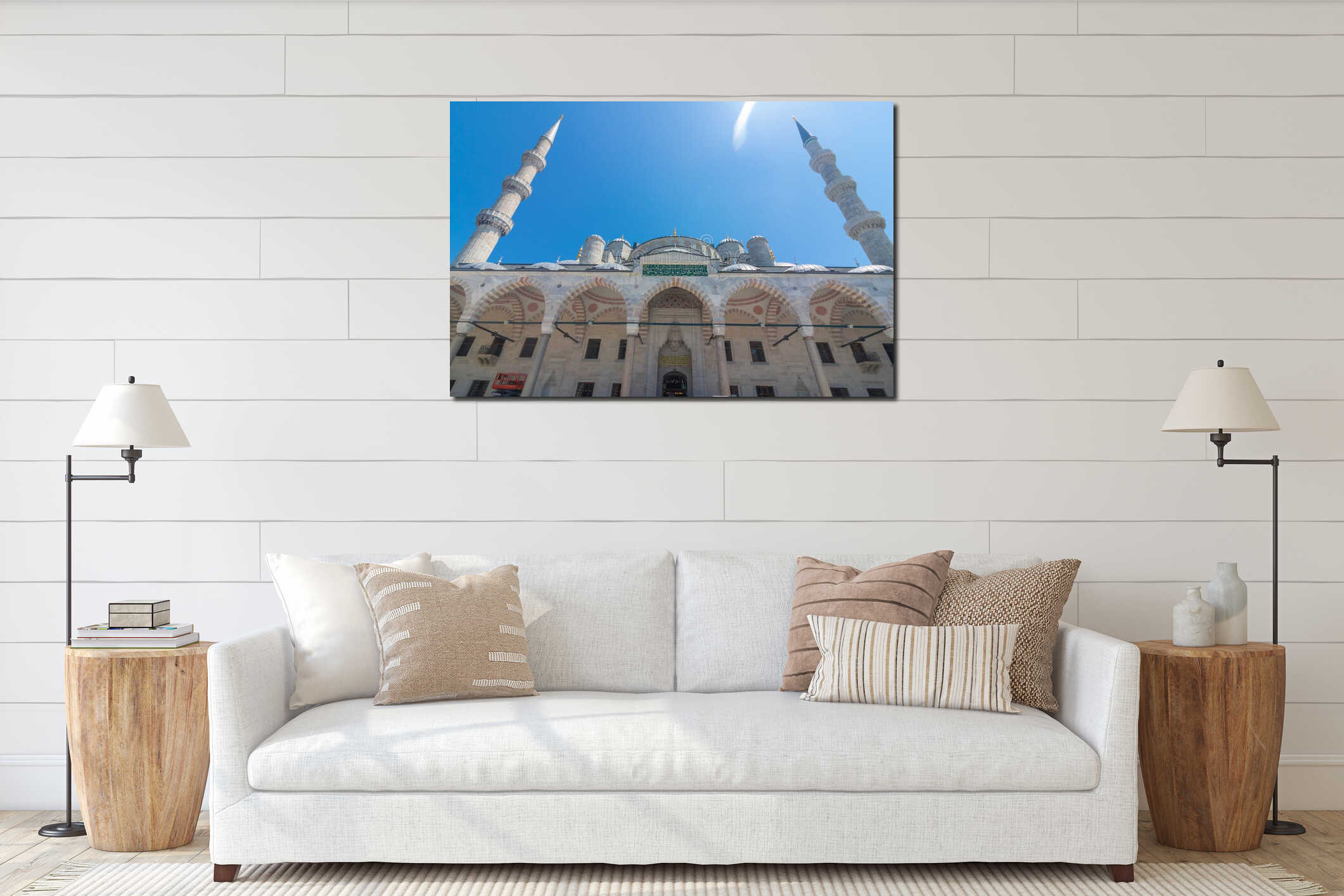 Sultanahmet Mosque aka Blue Mosque view from courtyard. interior mockup