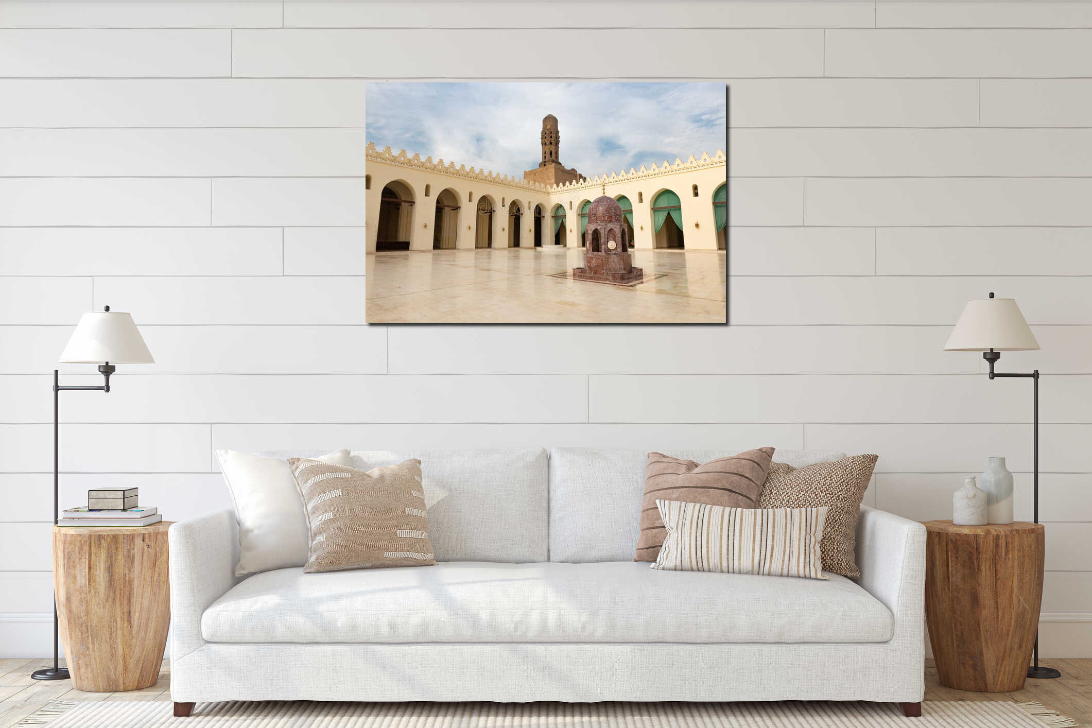 The Mosque of al-Hakim, nicknamed al-Anwar, is a historic mosque in Cairo, Egypt. interior mockup