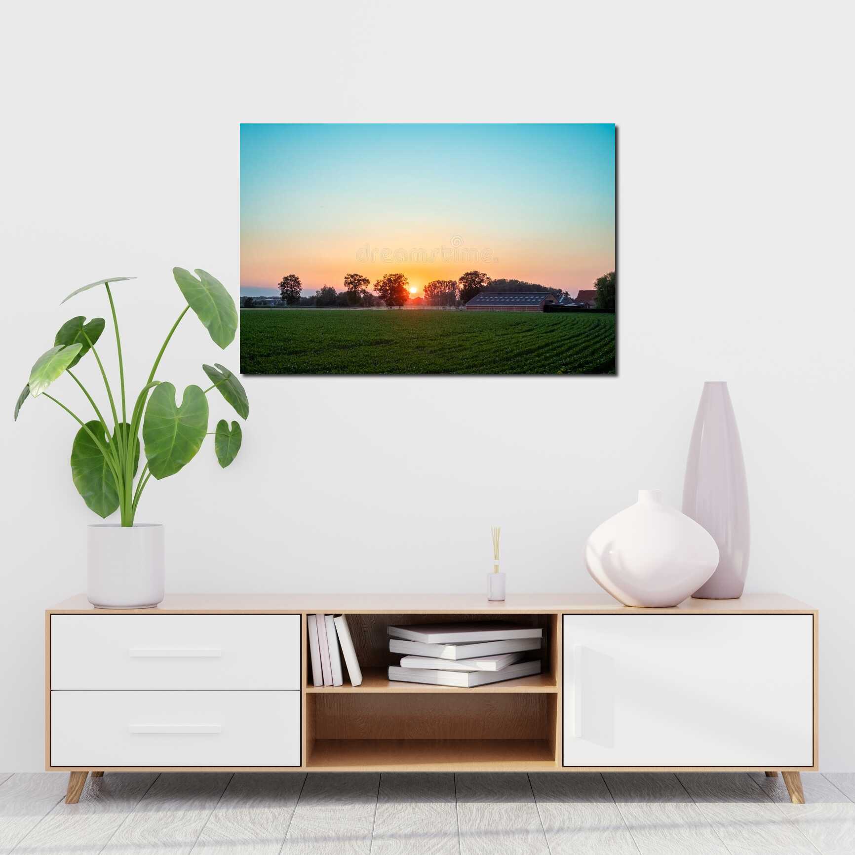 Canvas above sofa for size context