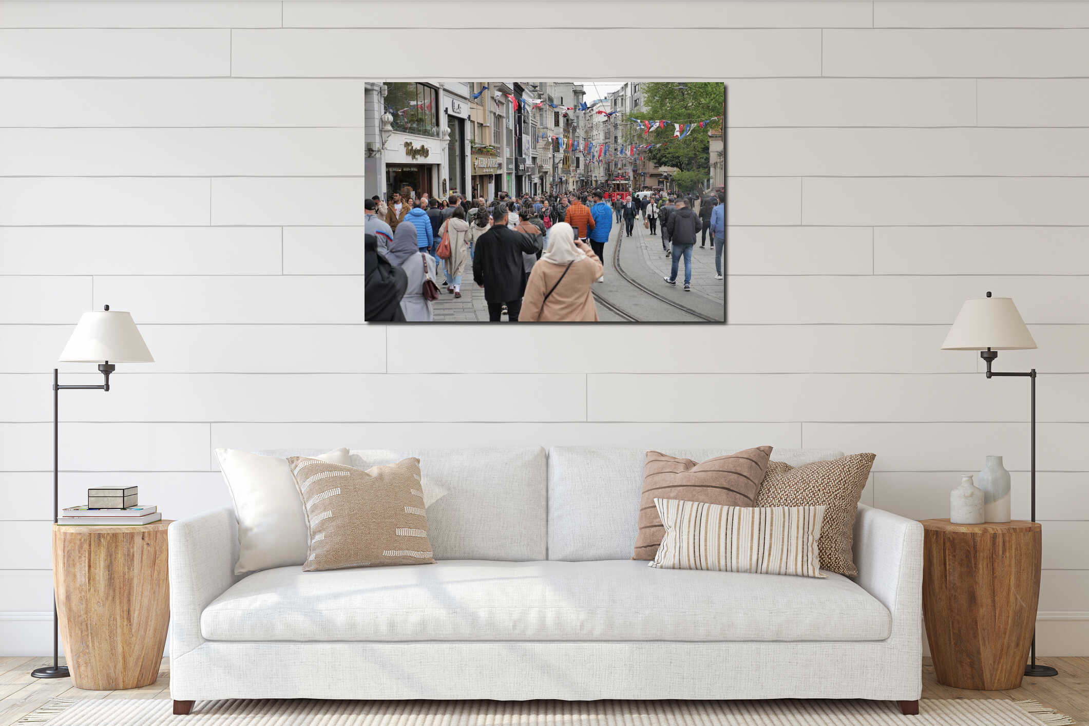 turkey istambul 19 june 2023. Crowded Istiklal street in Taksim, Istanbul, interior mockup