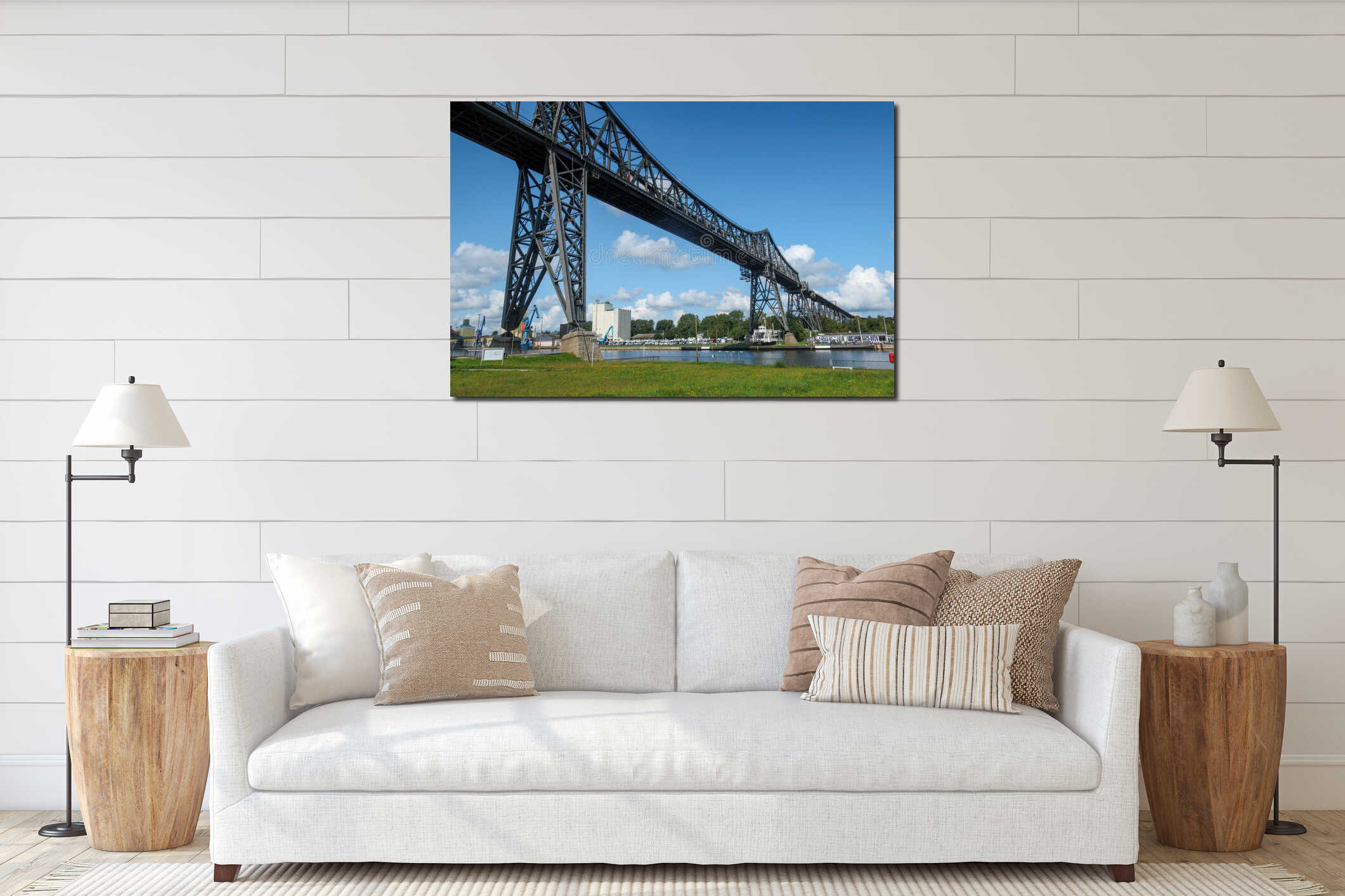 at the historical high bridge of Rendsburg vehicles are transported by a floating ferry interior mockup