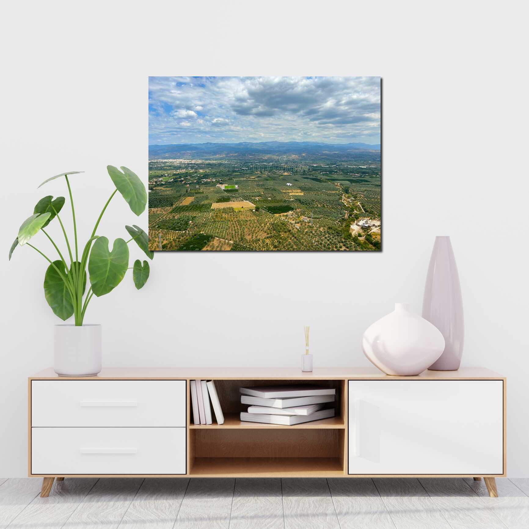 Canvas above sofa for size context