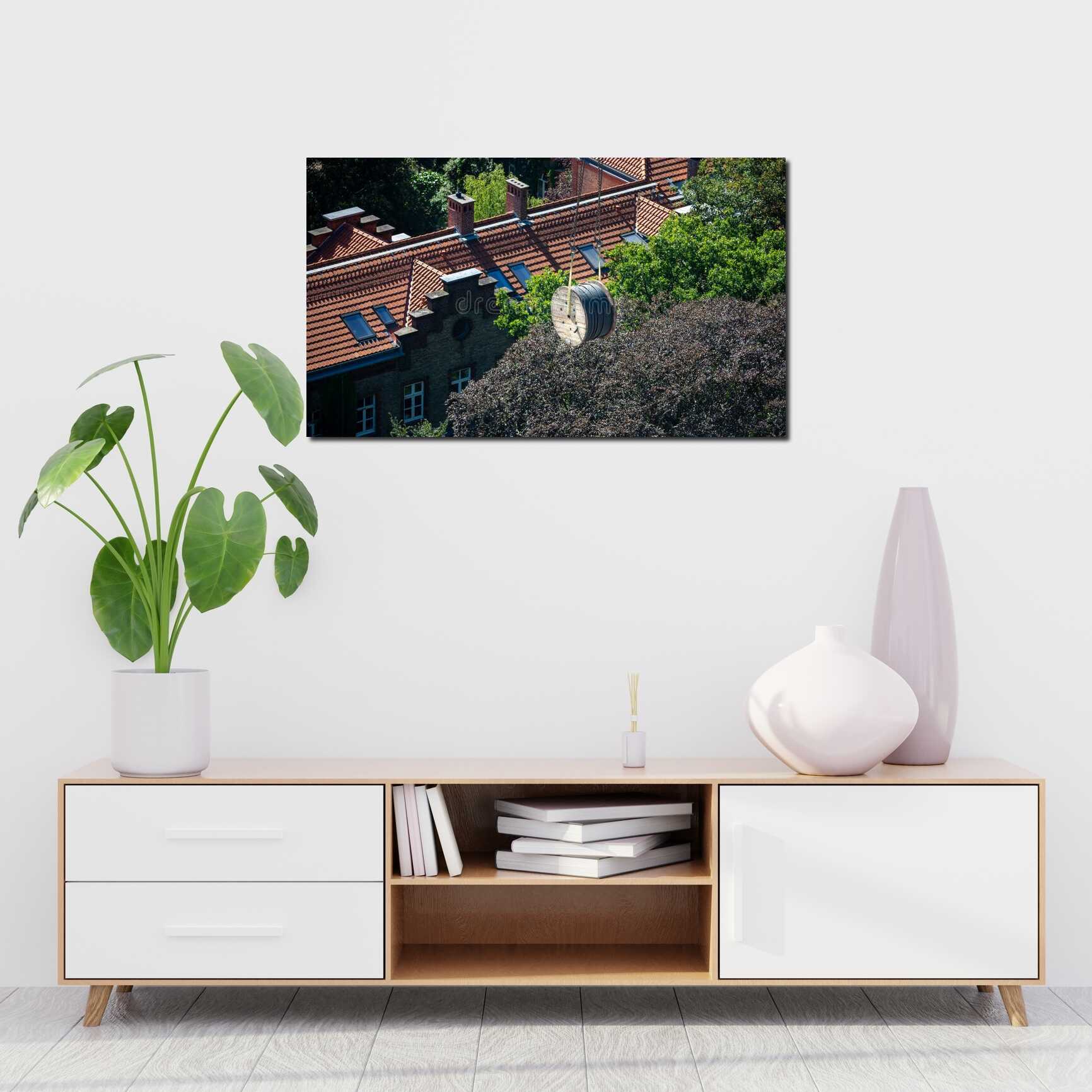 Canvas above sofa for size context