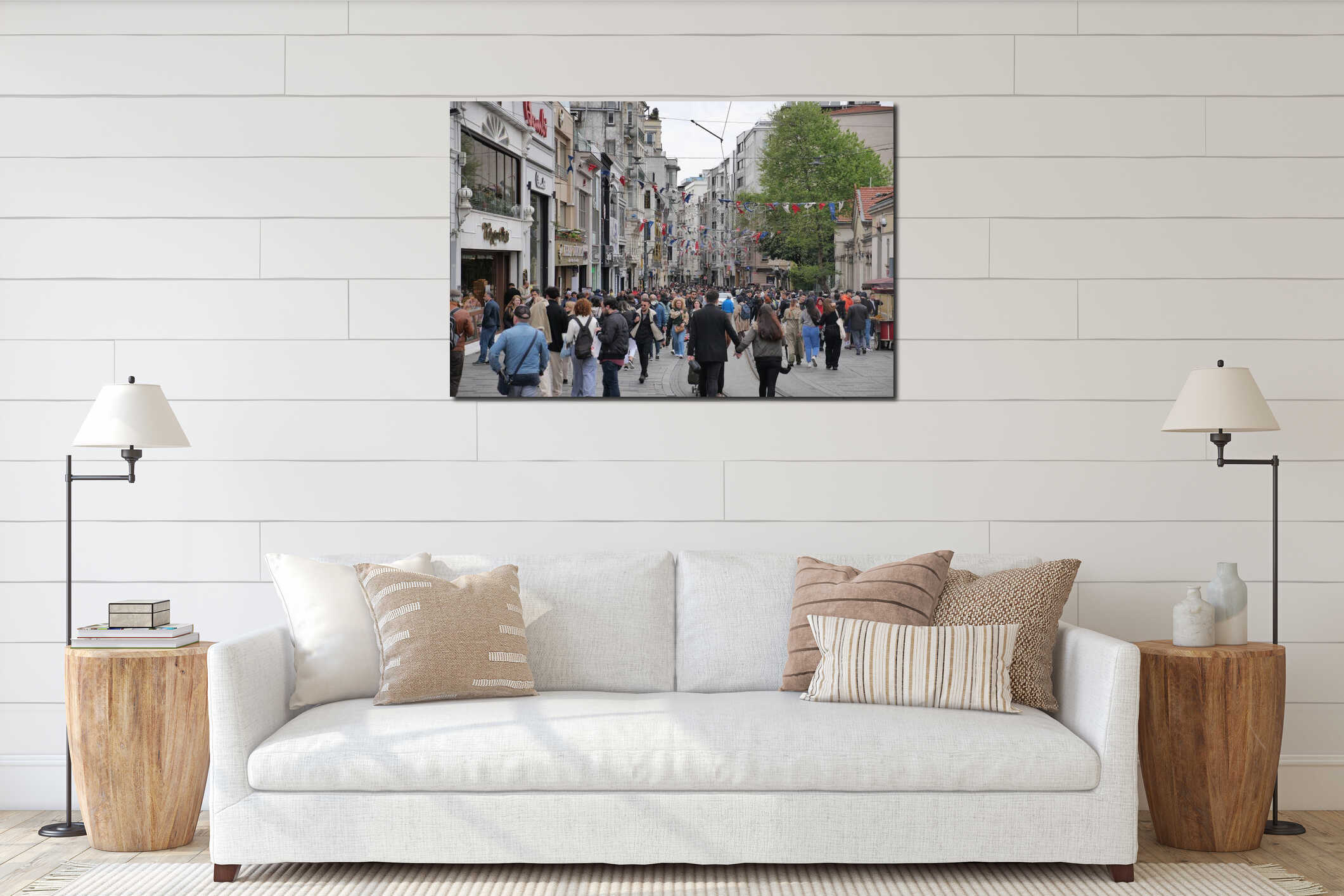 turkey istambul 19 june 2023. Crowded Istiklal street in Taksim, Istanbul, interior mockup