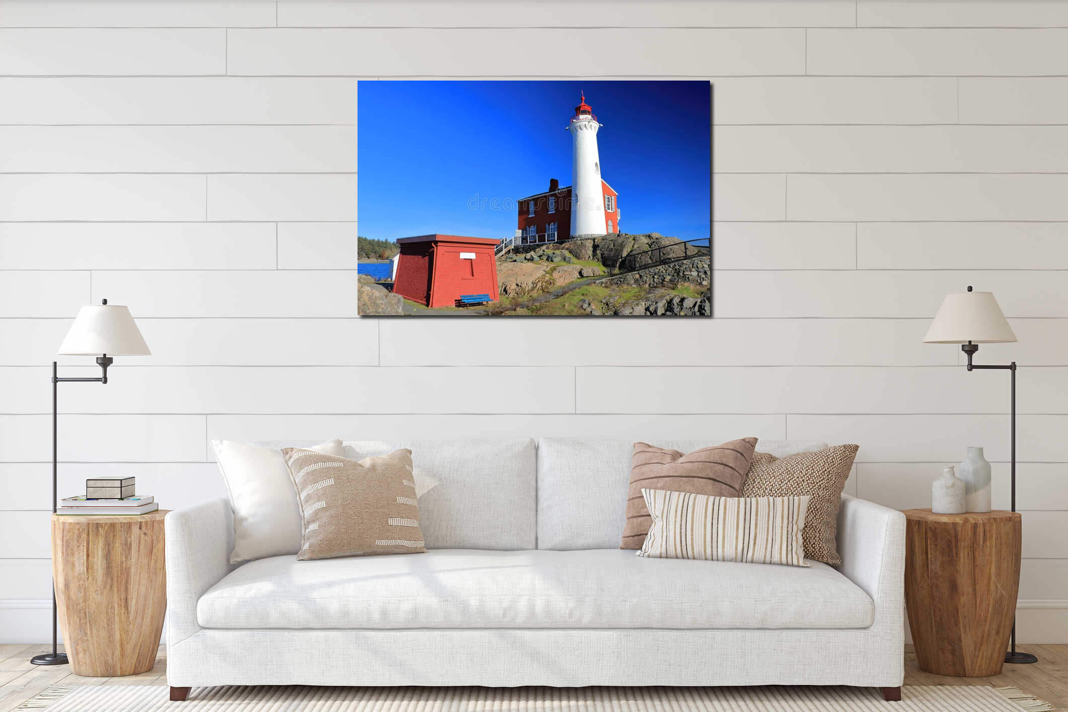 Fisgard Lighthouse at Ford Rodd Hill National Historic Site at Esquimalt Harbour, Victoria, Vancouver Island, British Columbia interior mockup