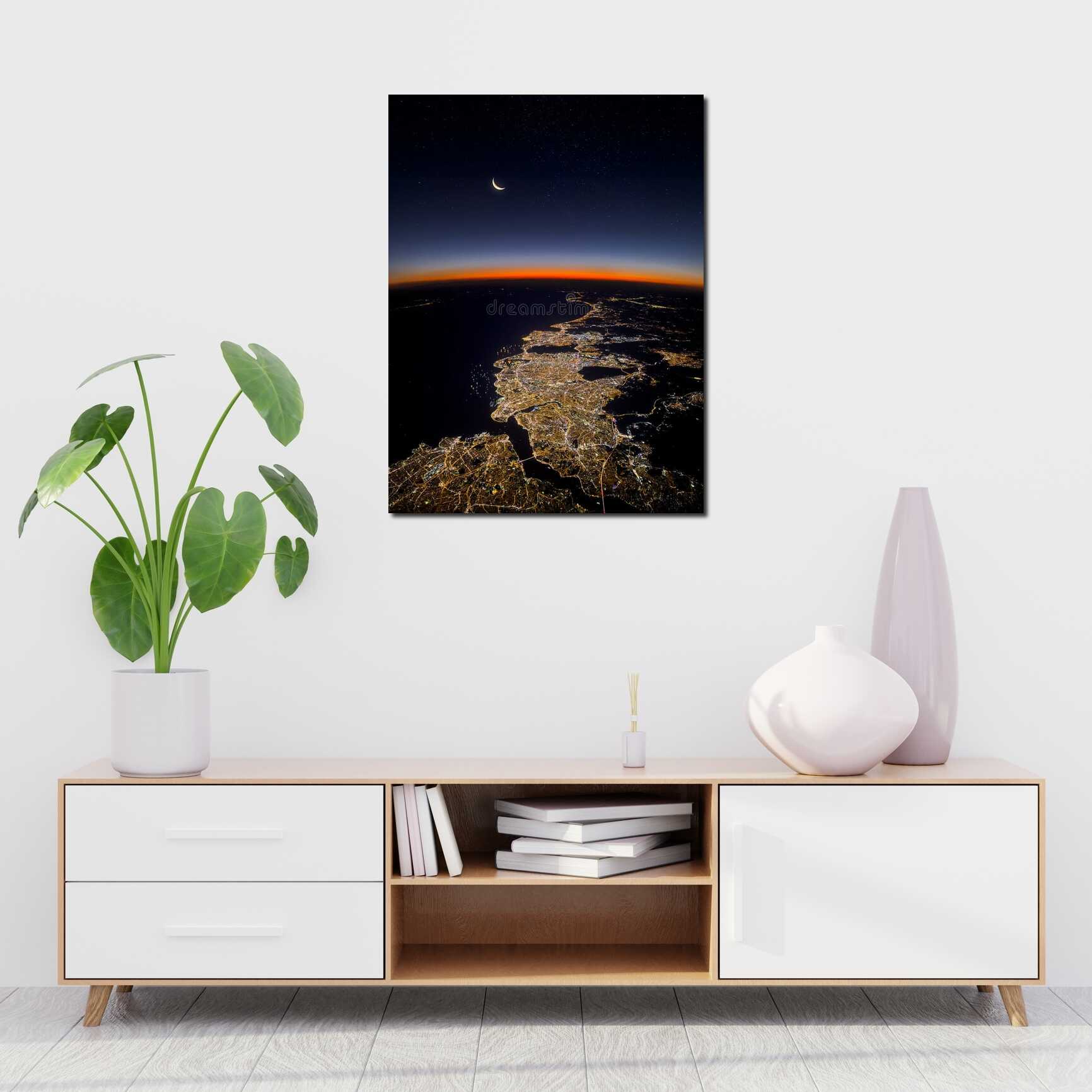 Canvas above sofa for size context