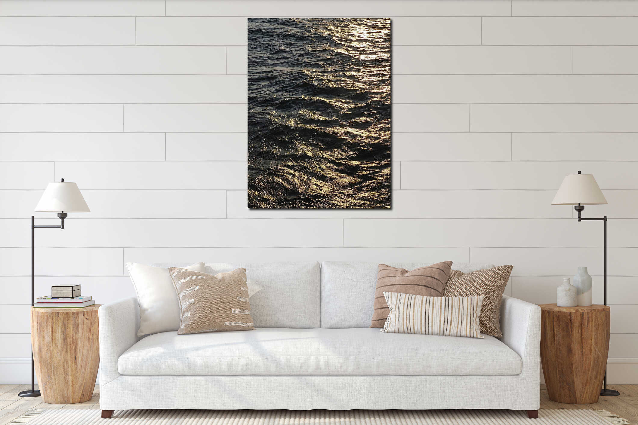 Very beautiful sea photo in the afternoon interior mockup