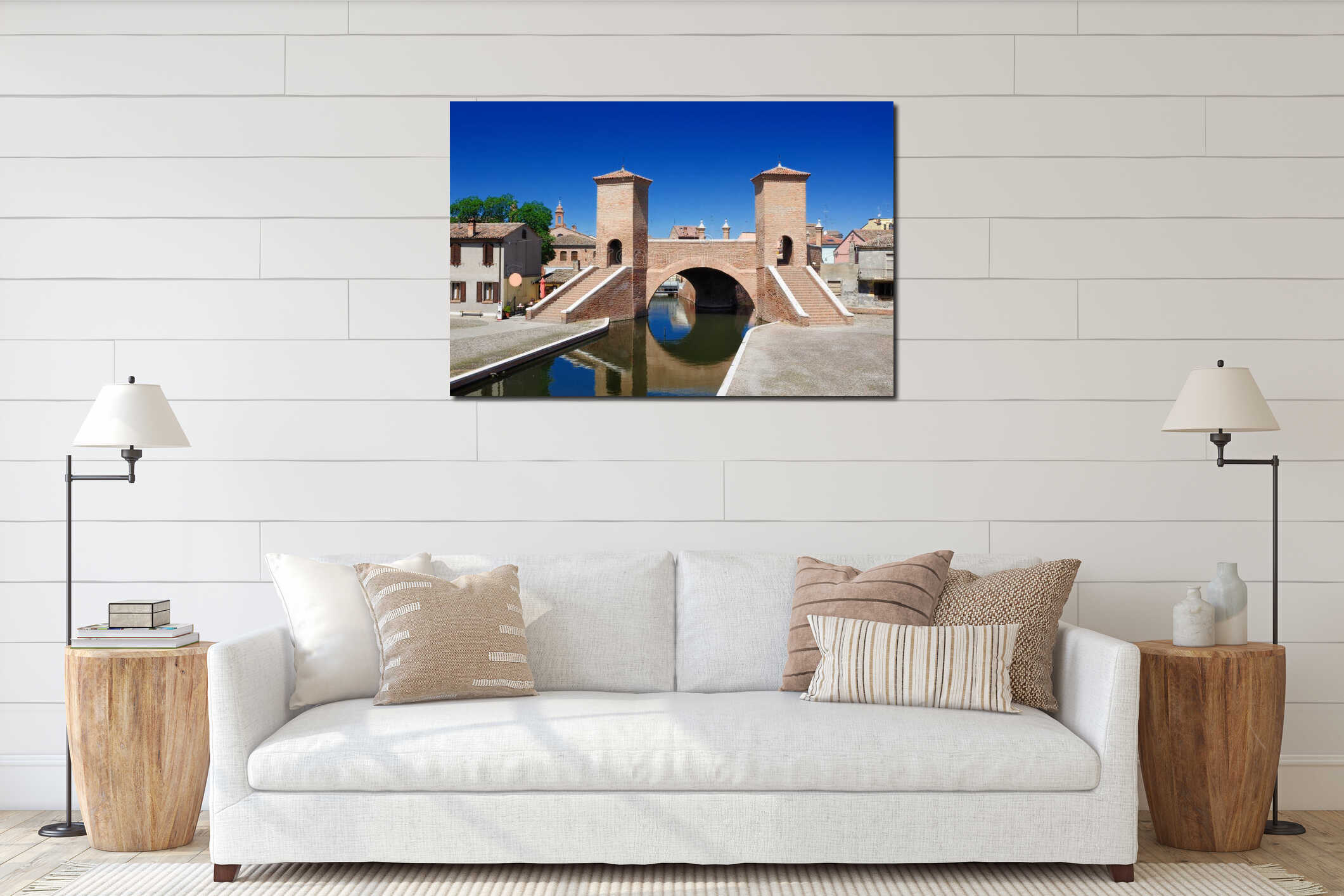 Trepponti bridge of Comacchio, Ferrara, Emilia Romagna, Italy interior mockup