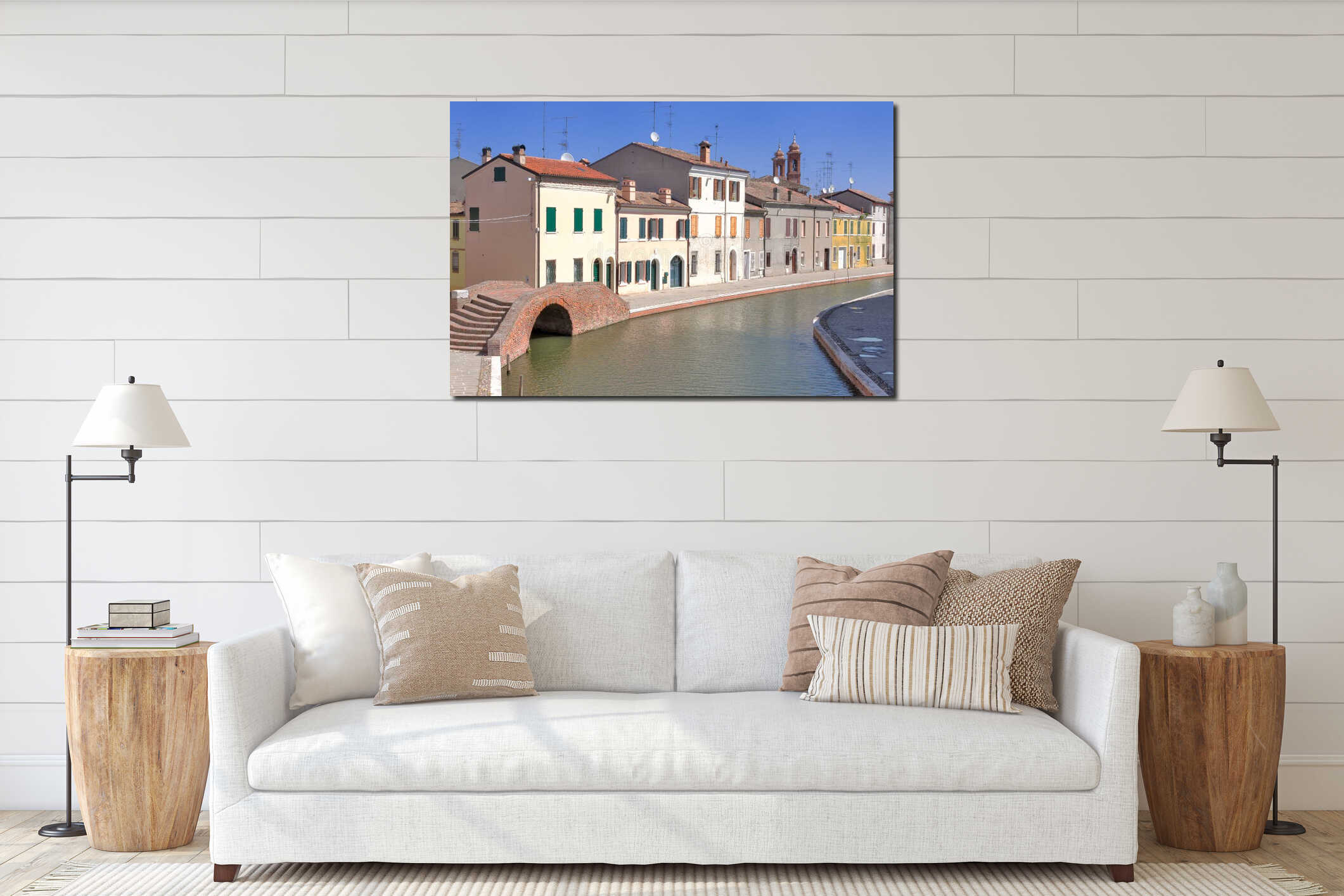 View of Comacchio, Ferrara, Emilia Romagna, Italy interior mockup