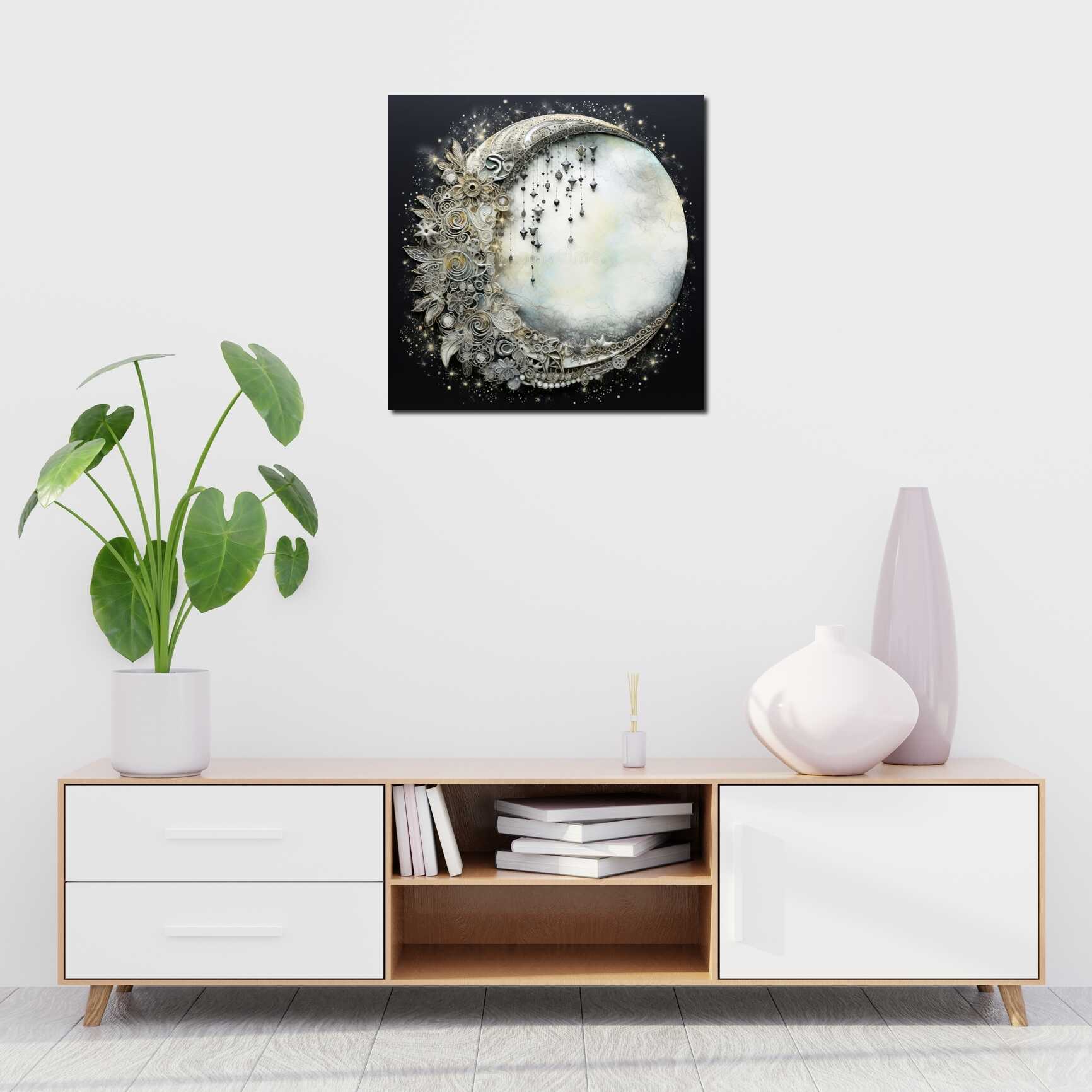 Canvas above sofa for size context