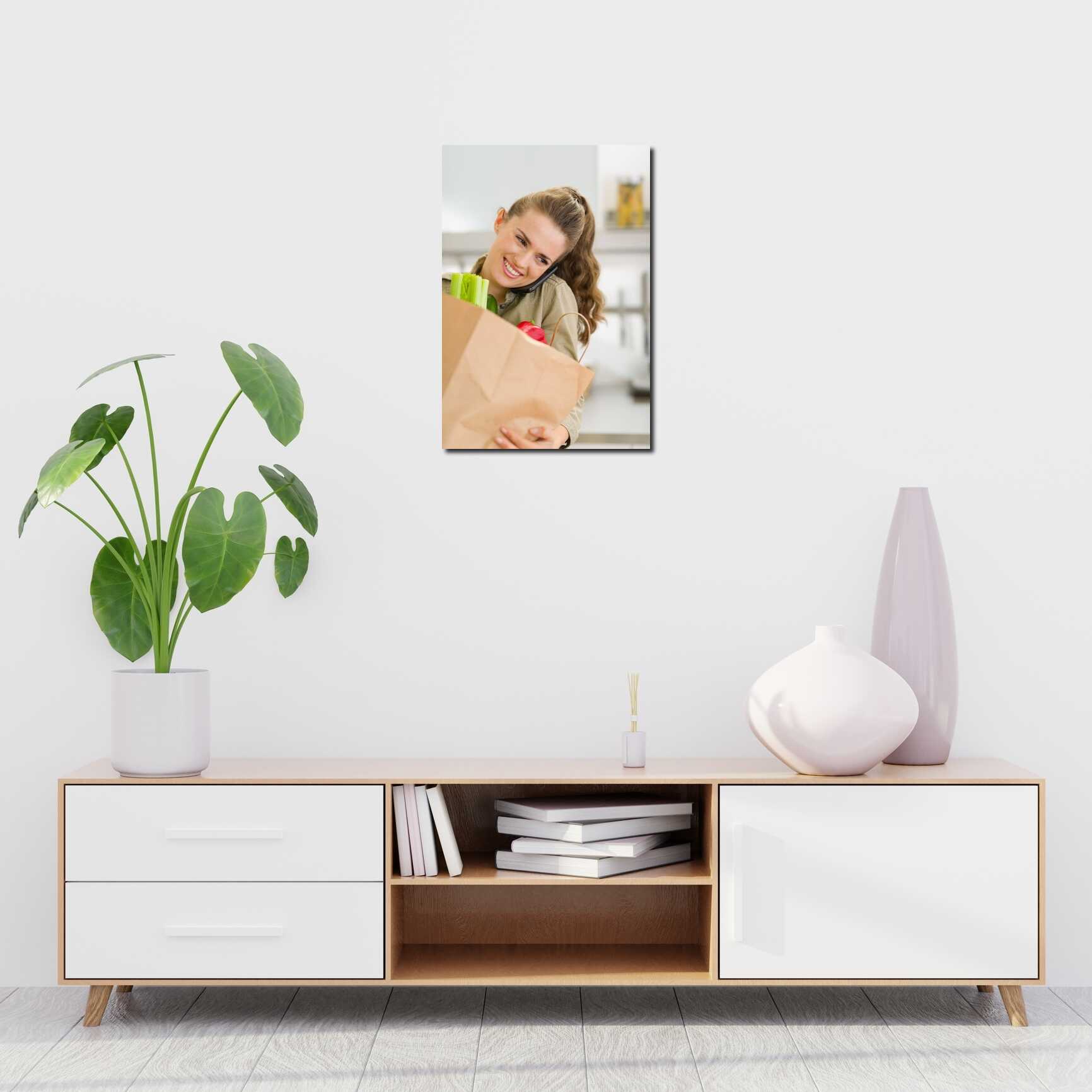 Canvas above sofa for size context