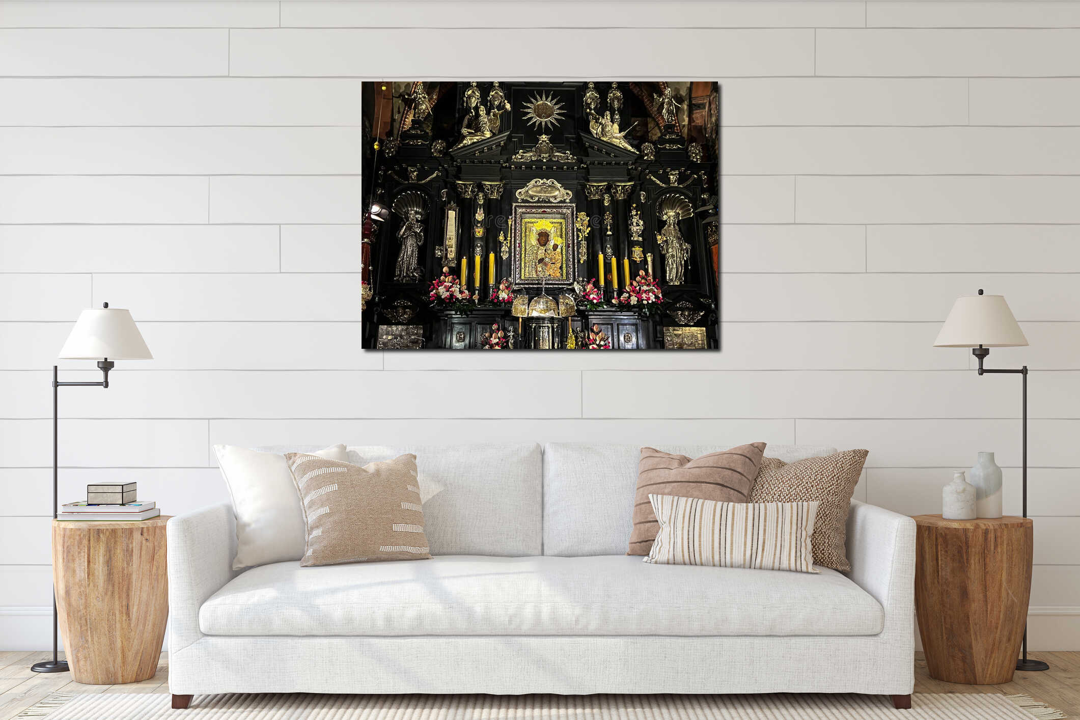 Czestochowa, Poland, August 7, 2023: Image of the Blessed Virgin Mary of Czestochowa, Queen of Poland in the Chapel of the interior mockup