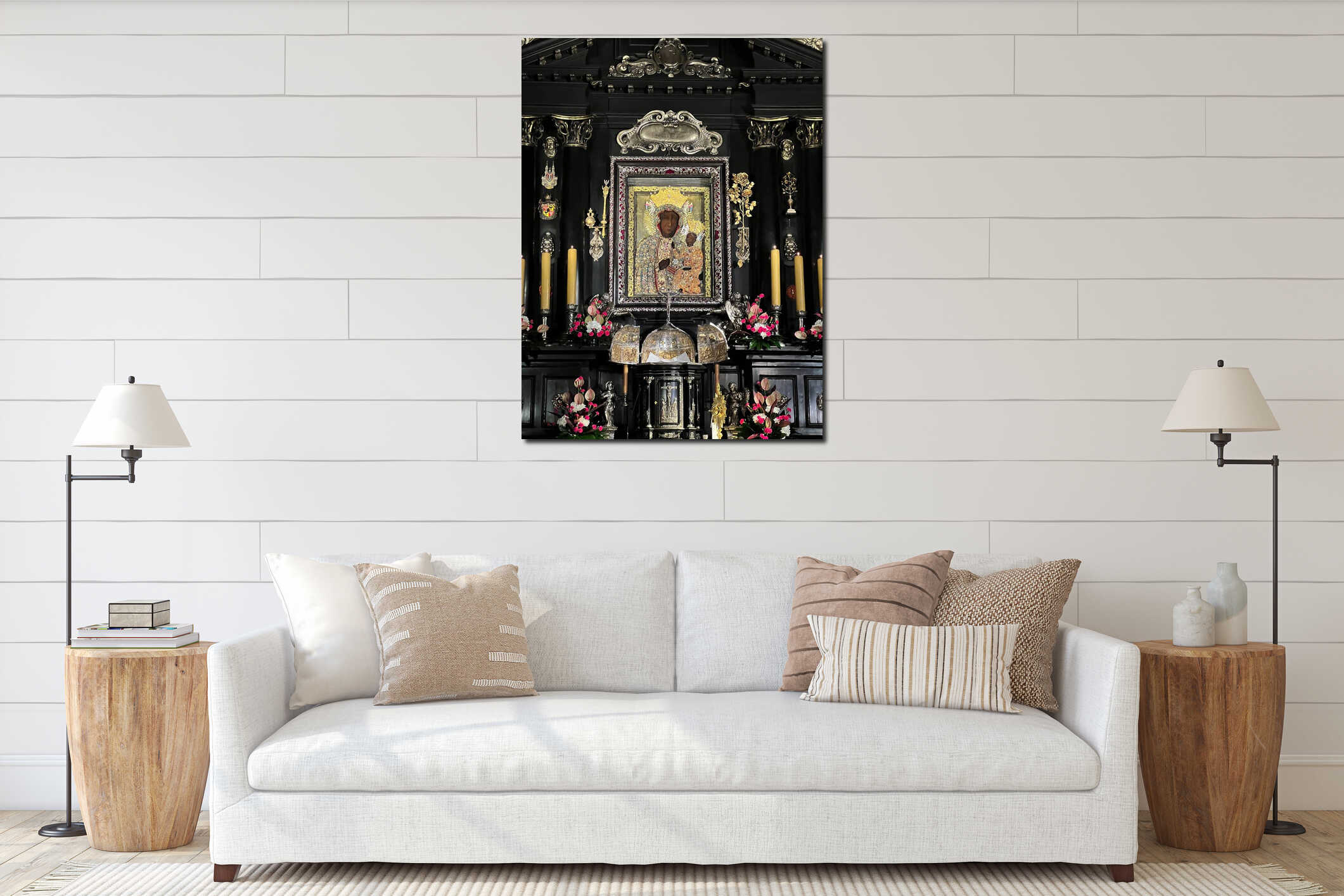 Czestochowa, Poland, August 7, 2023: Image of the Blessed Virgin Mary of Czestochowa, Queen of Poland in the Chapel of the interior mockup