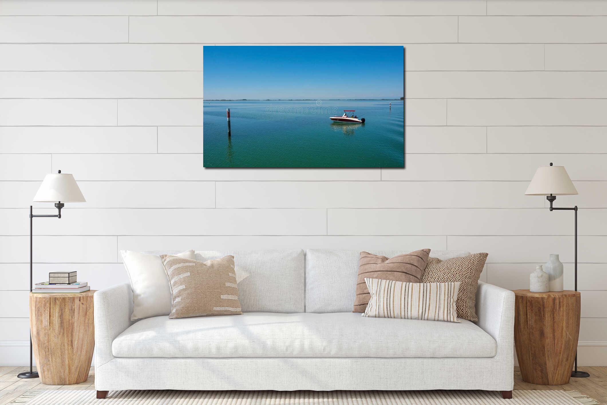 Boat in Grado Lagoon, Italy interior mockup