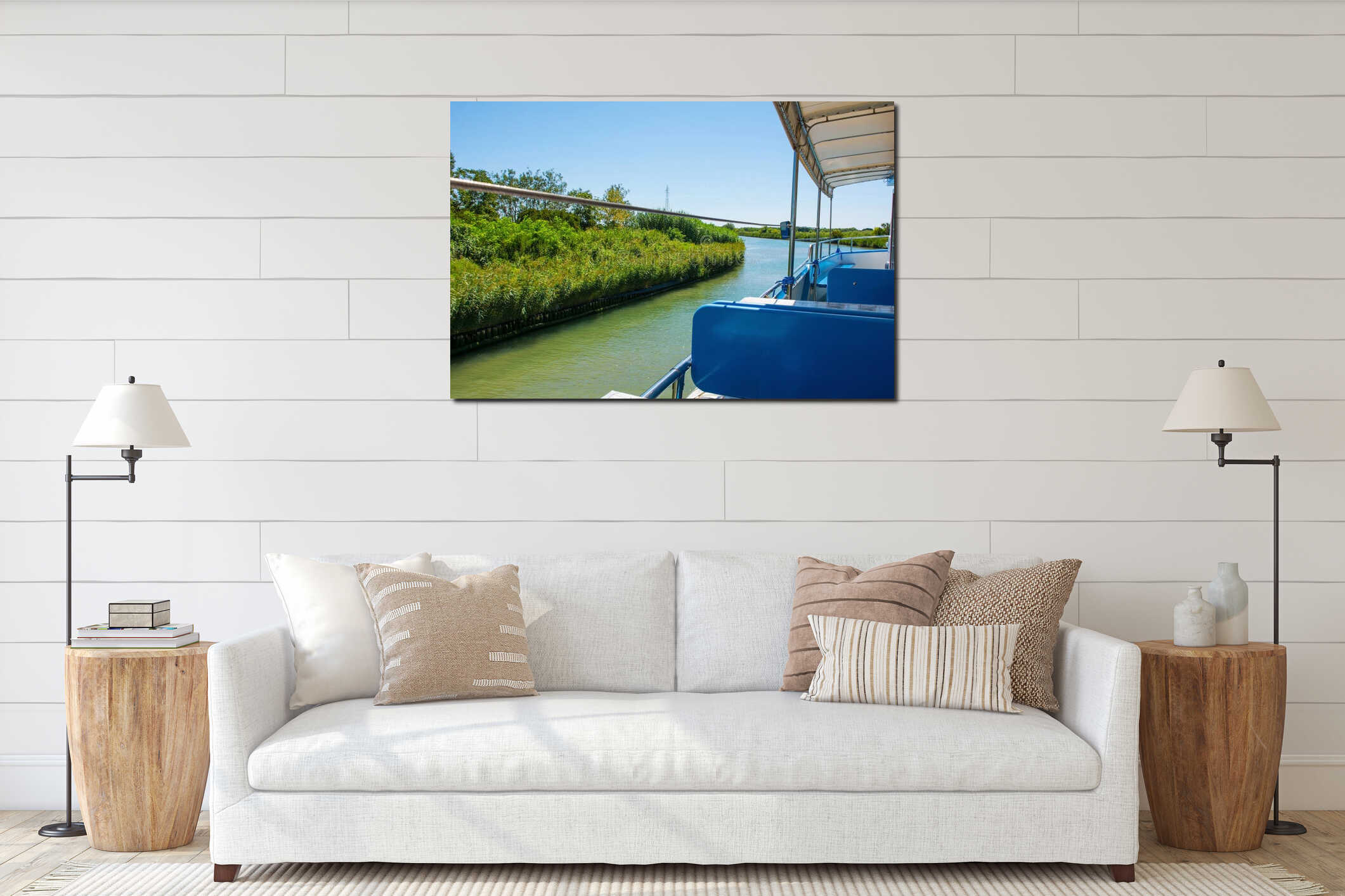 Boat in Grado Lagoon, Italy interior mockup
