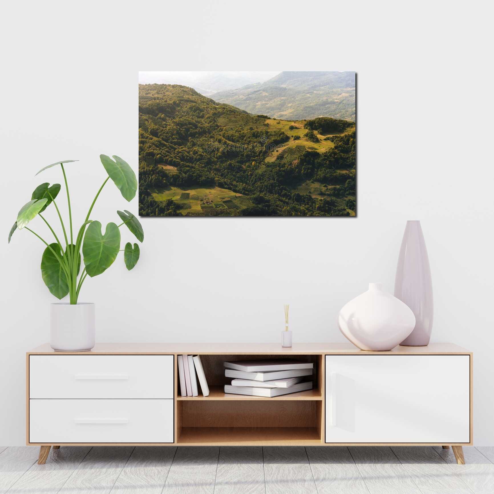 Canvas above sofa for size context