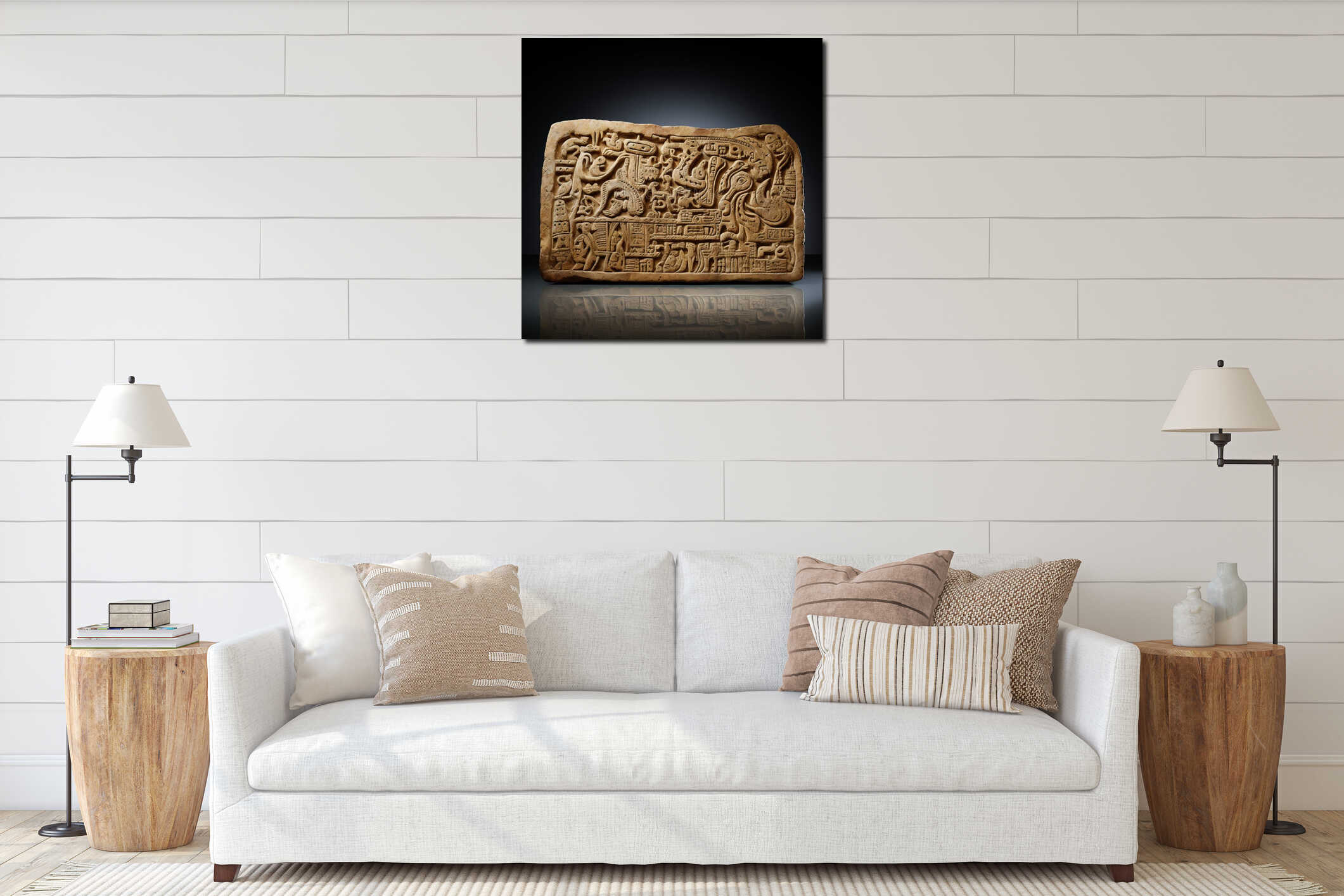 Ancient Relic Inscriptions Carved into Stone interior mockup