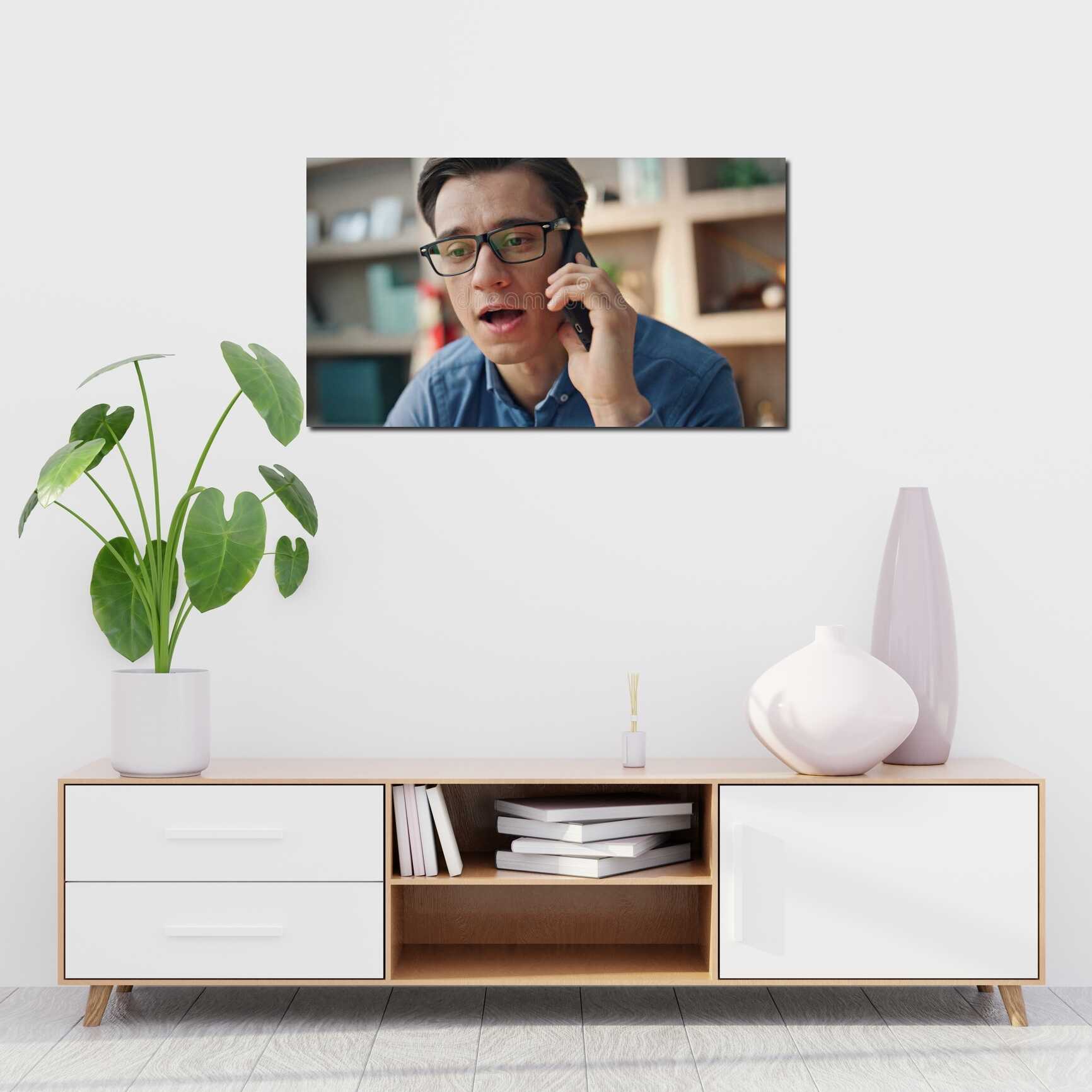 Canvas above sofa for size context