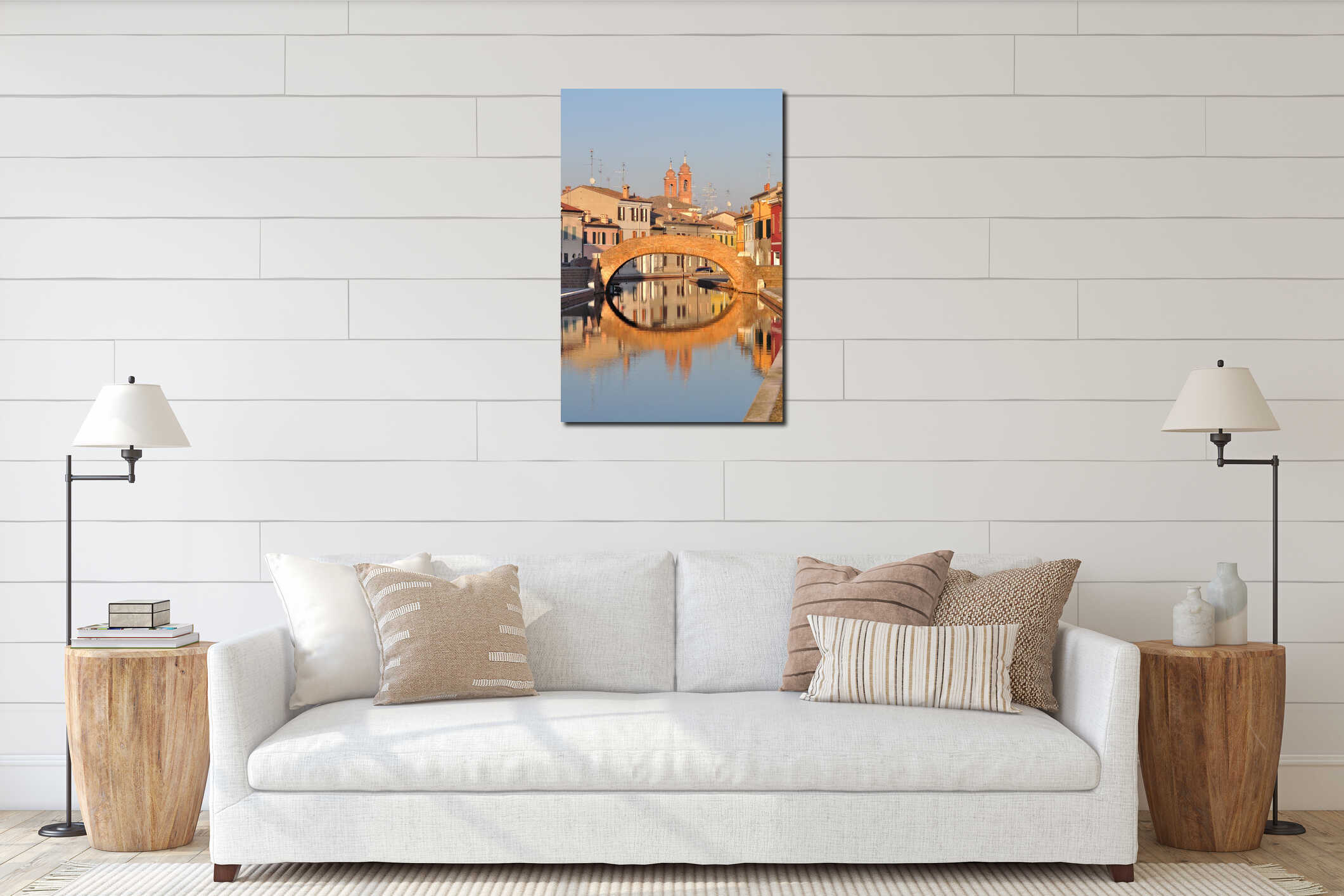 View of Comacchio, Ferrara, Emilia Romagna, Italy interior mockup