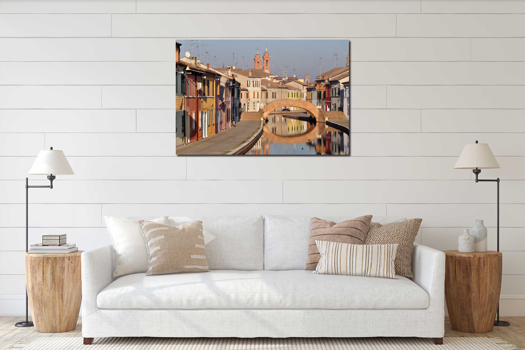 View of Comacchio, Ferrara, Emilia Romagna, Italy interior mockup