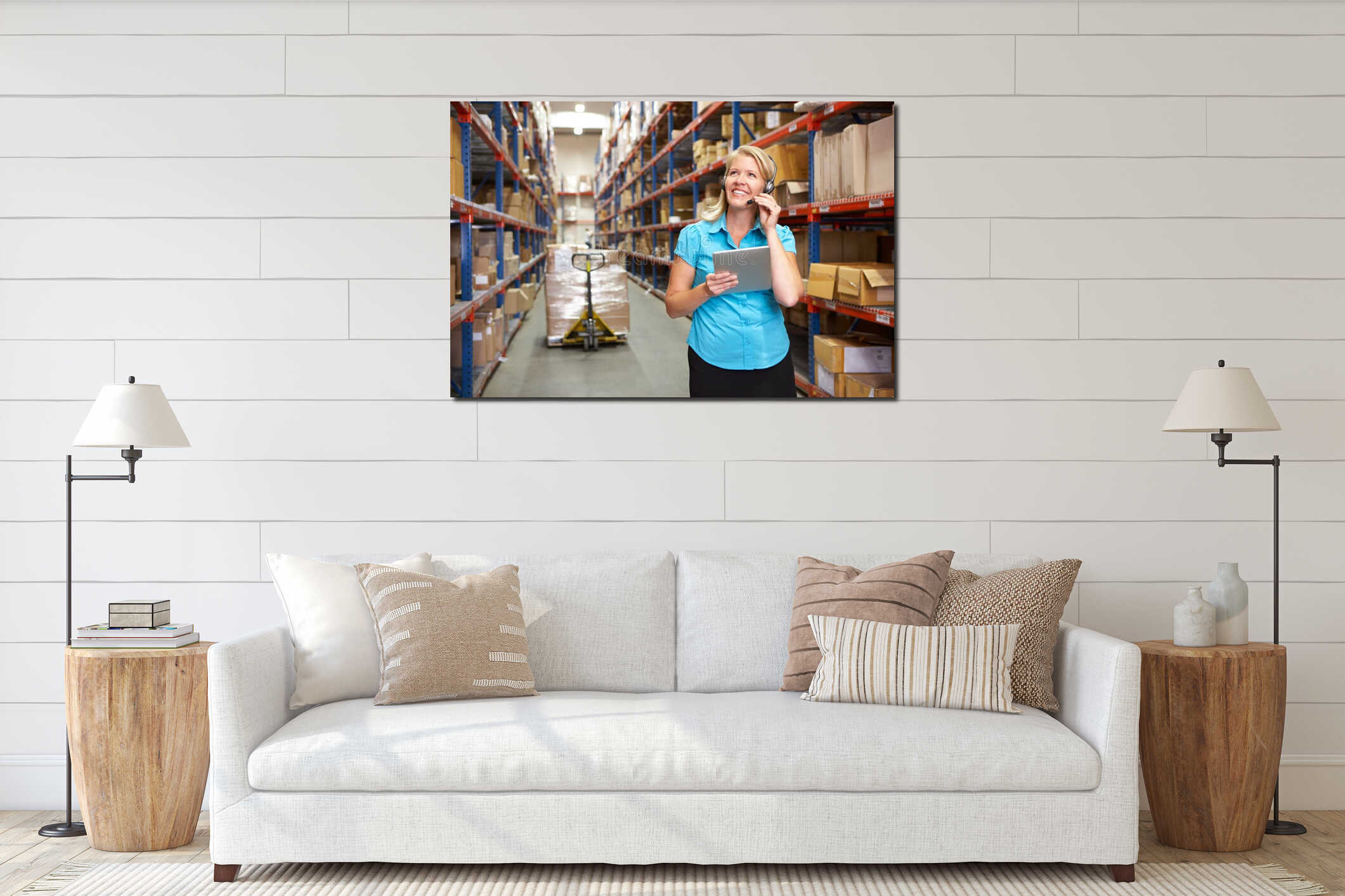 Canvas hanging interior mockup
