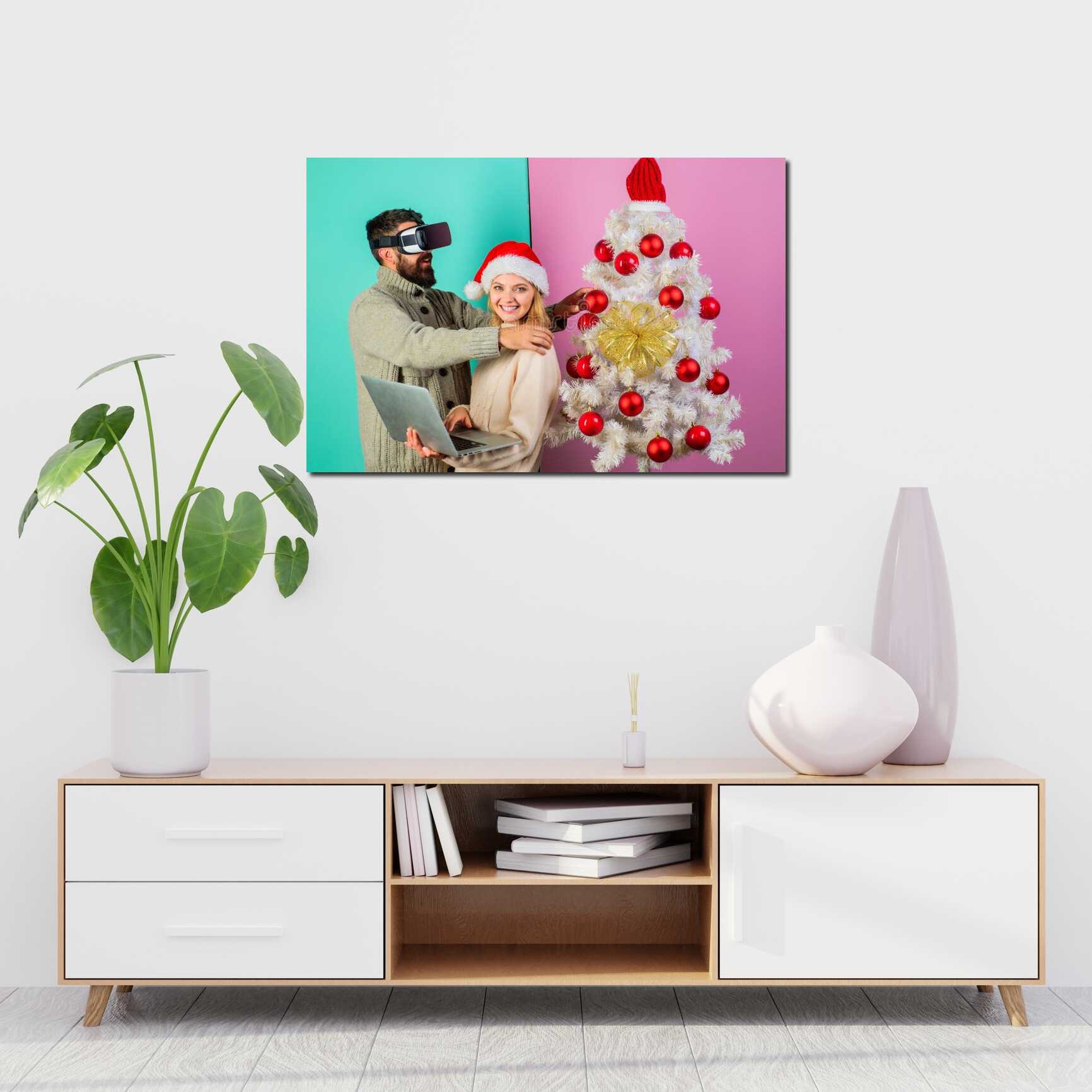 Canvas above sofa for size context