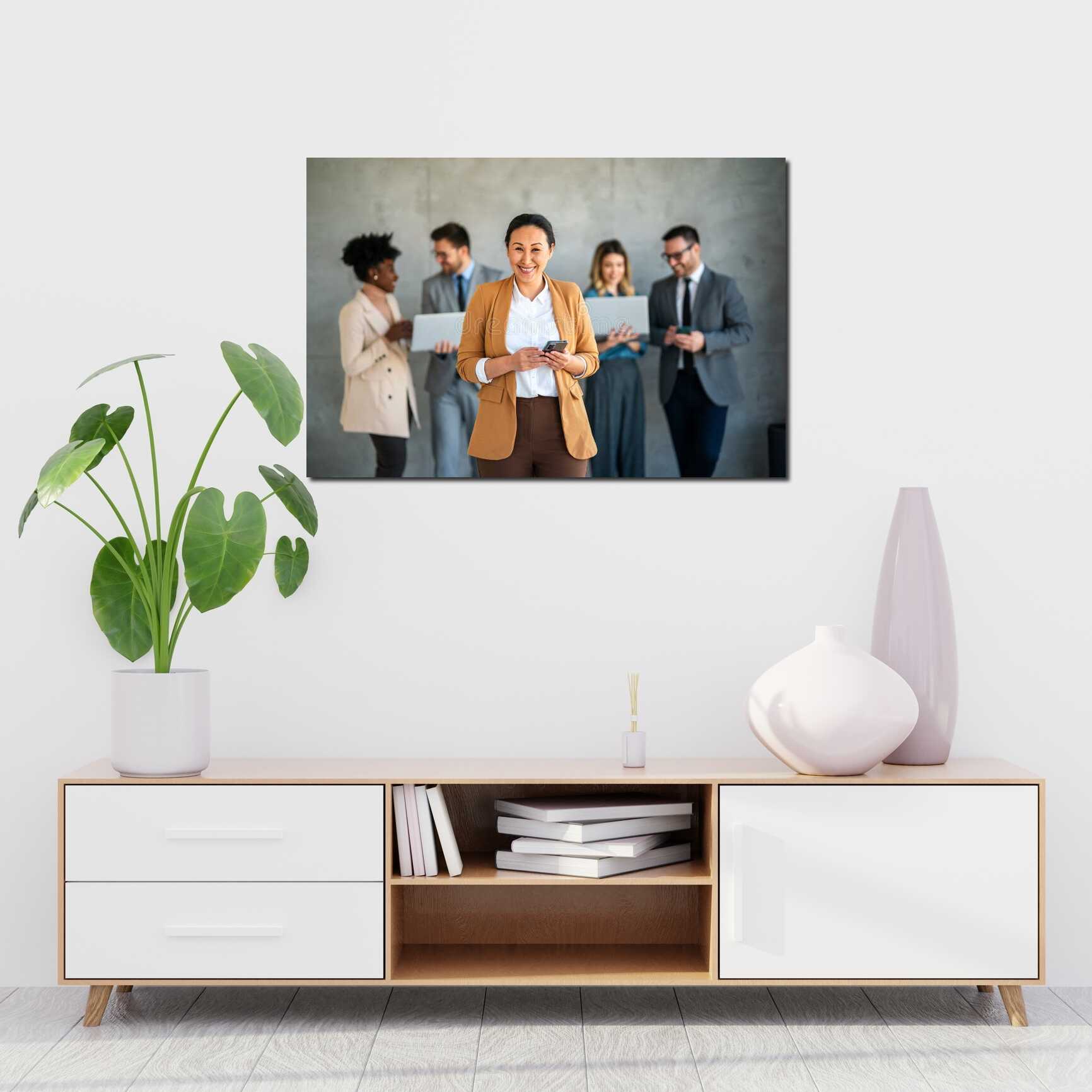 Canvas above sofa for size context