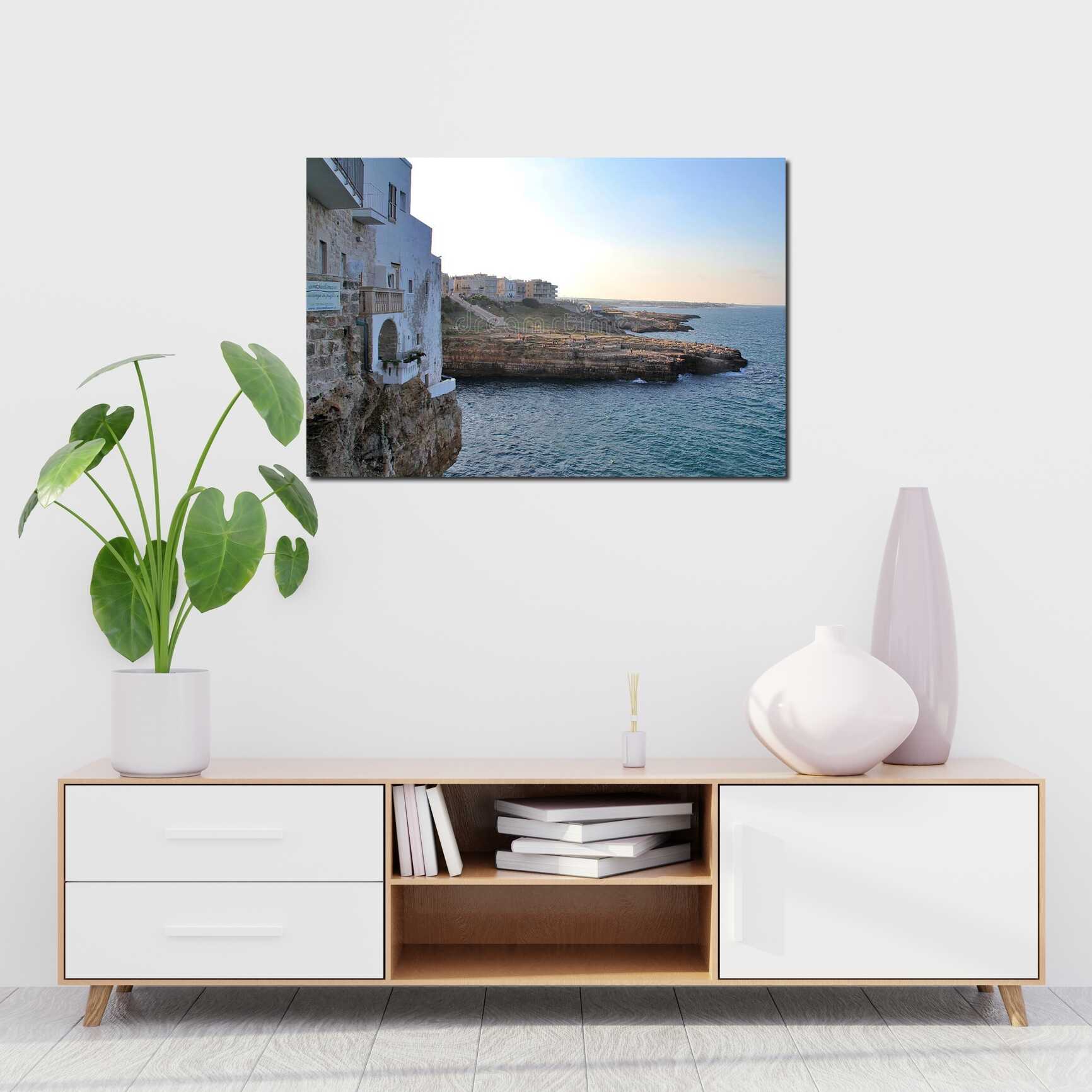 Canvas above sofa for size context