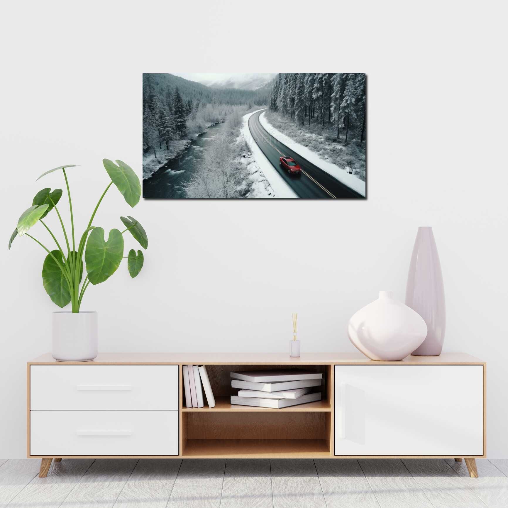 Canvas above sofa for size context