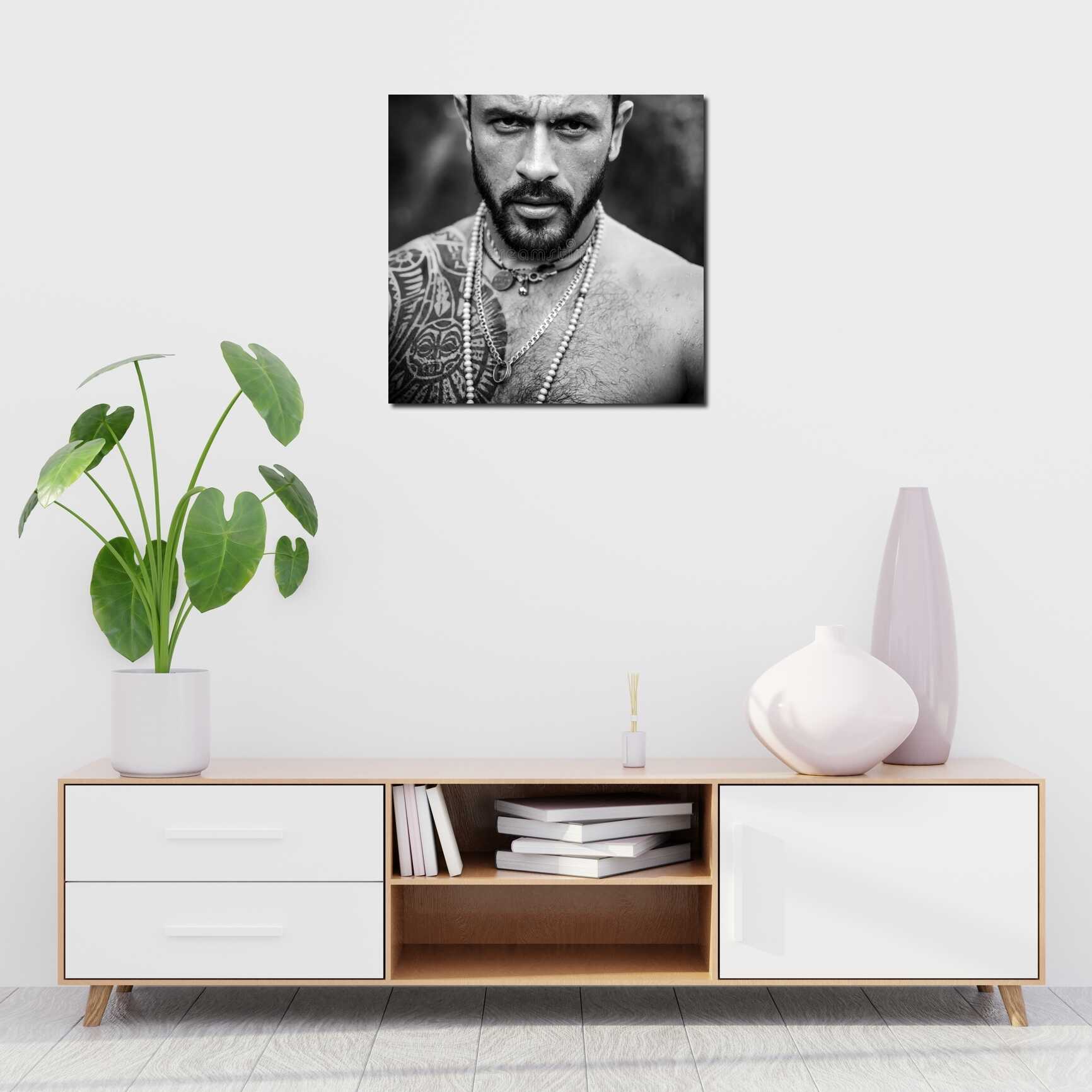 Canvas above sofa for size context