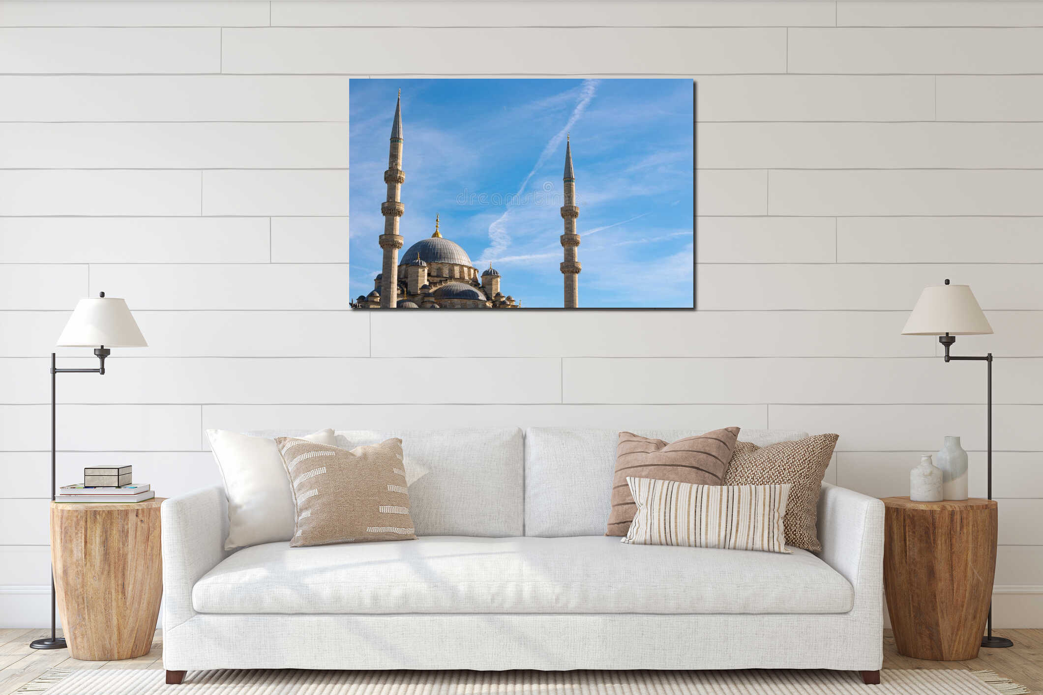 Islamic photo. Eminonu New Mosque or Yeni Cami in Istanbul interior mockup